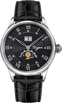Sugess Seagull ST2528 Automatic Moon Phase V2 Sapphire Display Black Silver 1963 BNIB