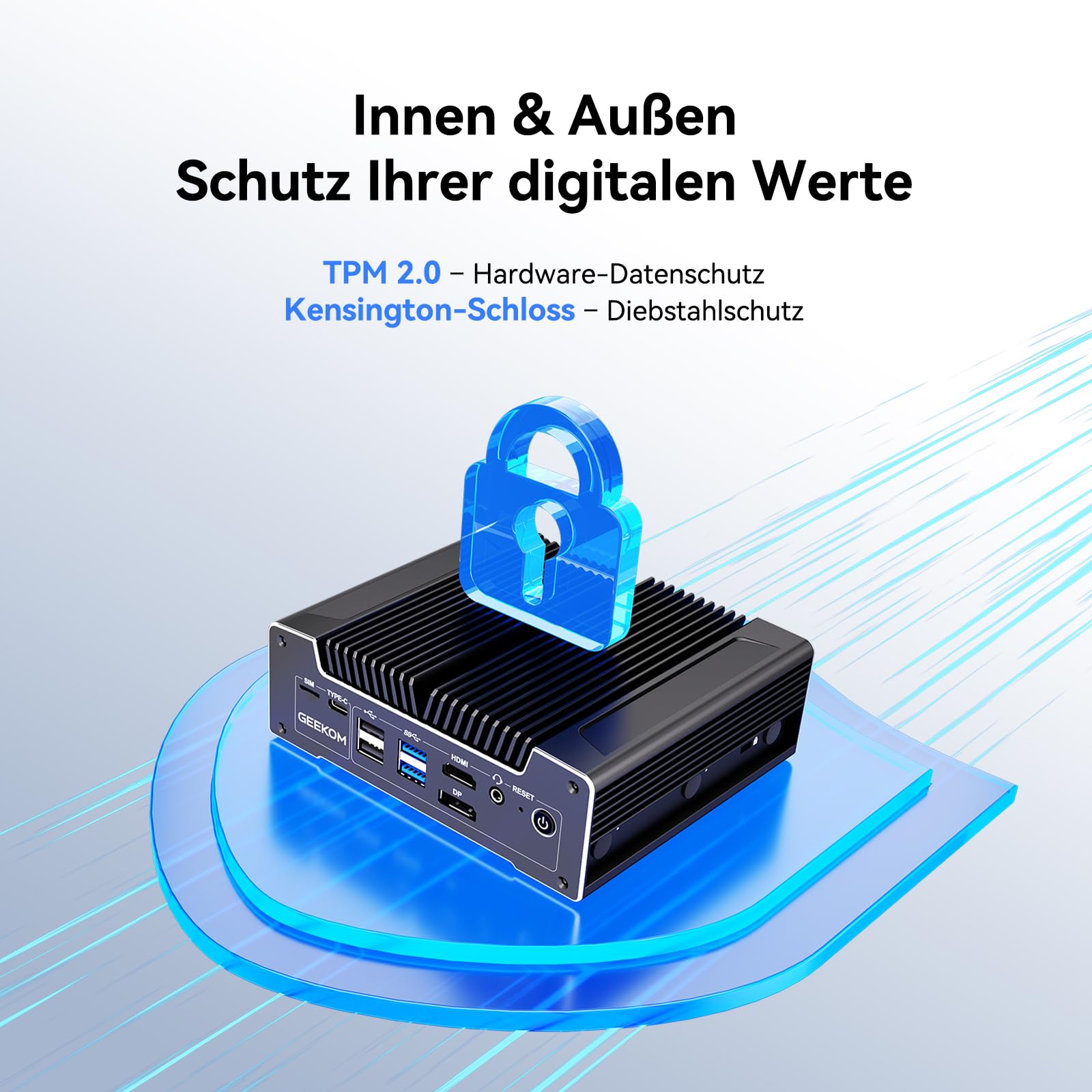 GEEKOM iX12 Lüfterloser Mini PC mit Intel N95, 3 Jahre Garantie, 8 GB DDR5 | 256 GB SSD (erweiterbar), 4× 2.5G LAN, Firewall Hardware/Router PC, 3 Jahre Garantie, 5G Ready, Triple 8K Display