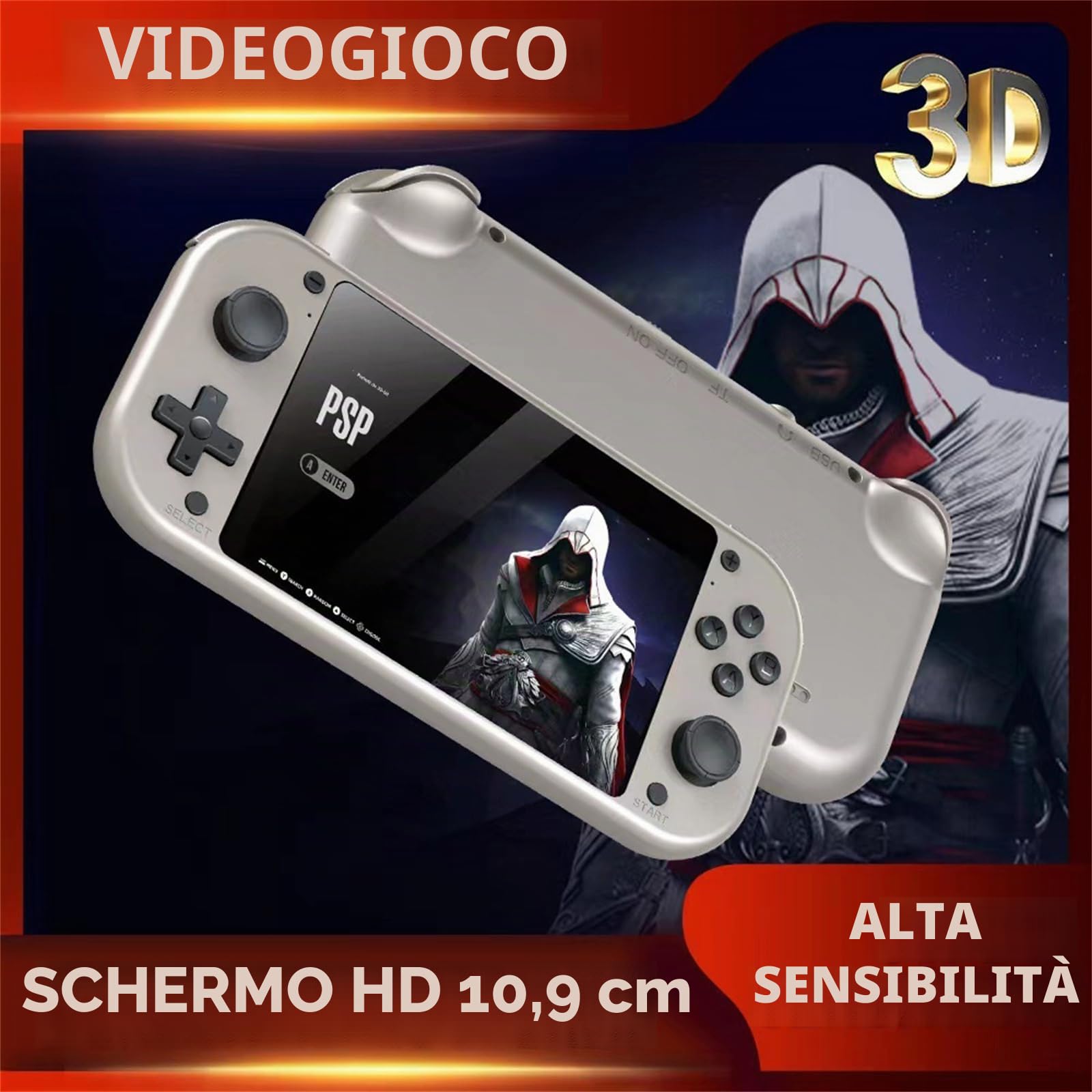 Console di gioco portatile retrò M17 da 4,3" 480 x 272 con schermo LCD 64 Go/128 Go Emuelec (20 000 + 30 000 giochi) (64 Go, 20 000 + giochi)