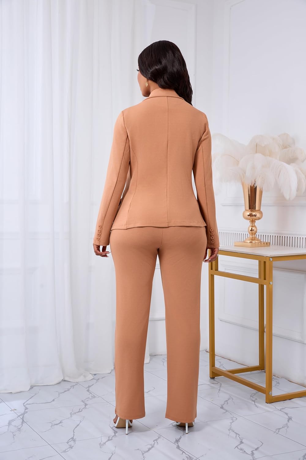 Kafiloe Women Suits 2 Piece Set Long Sleeve Blazer Pants Suit Dressy Pantsuits Business Casual Outfits - Image 5