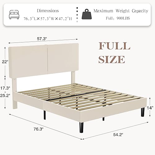 Miniatura 2 de VECELO Base de cama matrimonial con puertos tipo C y USB, plataforma tapizada de algodón y lino ajustable en altura, no necesita somier, sin ruido,