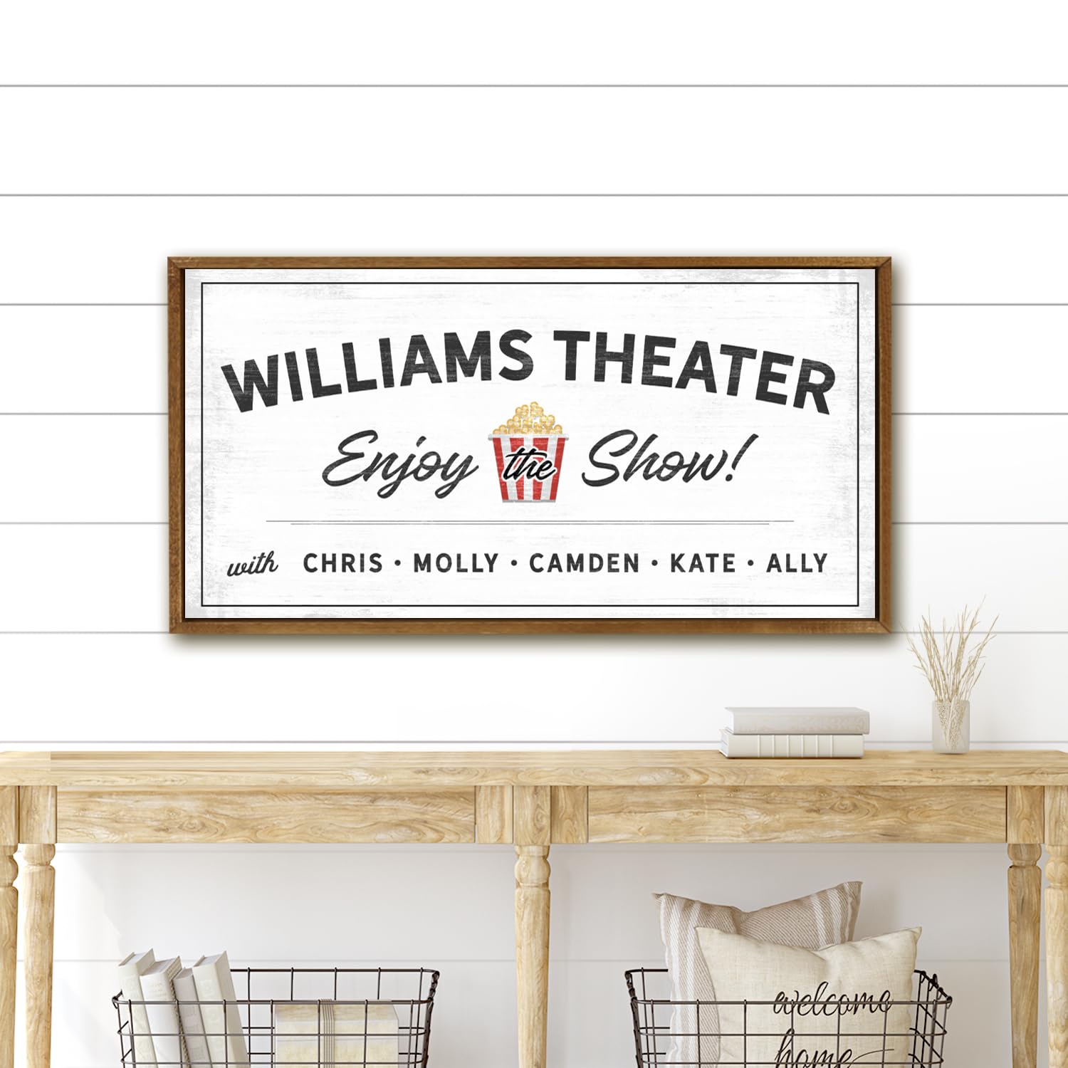 Theater and Lounge Sign, Big Personalized Movie Night Framed Canvas Wall Art for Theater Game Room 20