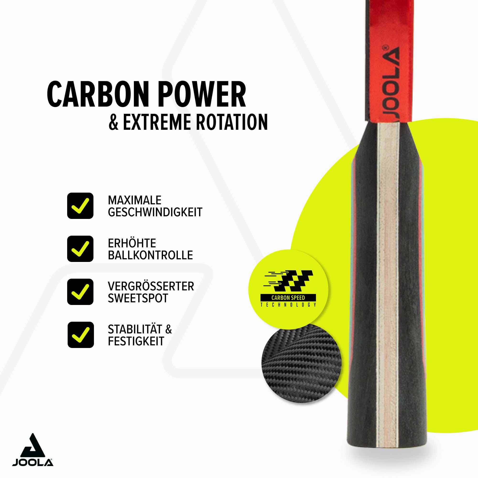 JOOLA Rakieta do tenisa stołowego RED Carbon Control – rakietka do tenisa stołowego z wkładkami Vizon i pudełkiem magnetycznym