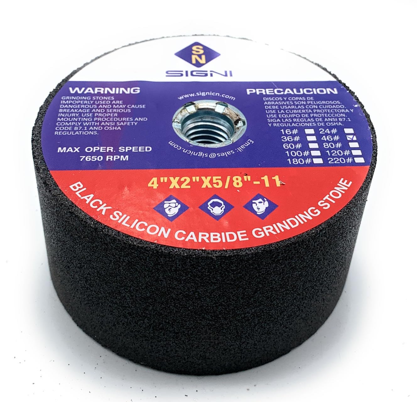 SIGNI 4 inch Silicon Carbide Grinding Stone with 5/8 Arbor for Grinding Masonry (46 Grit)