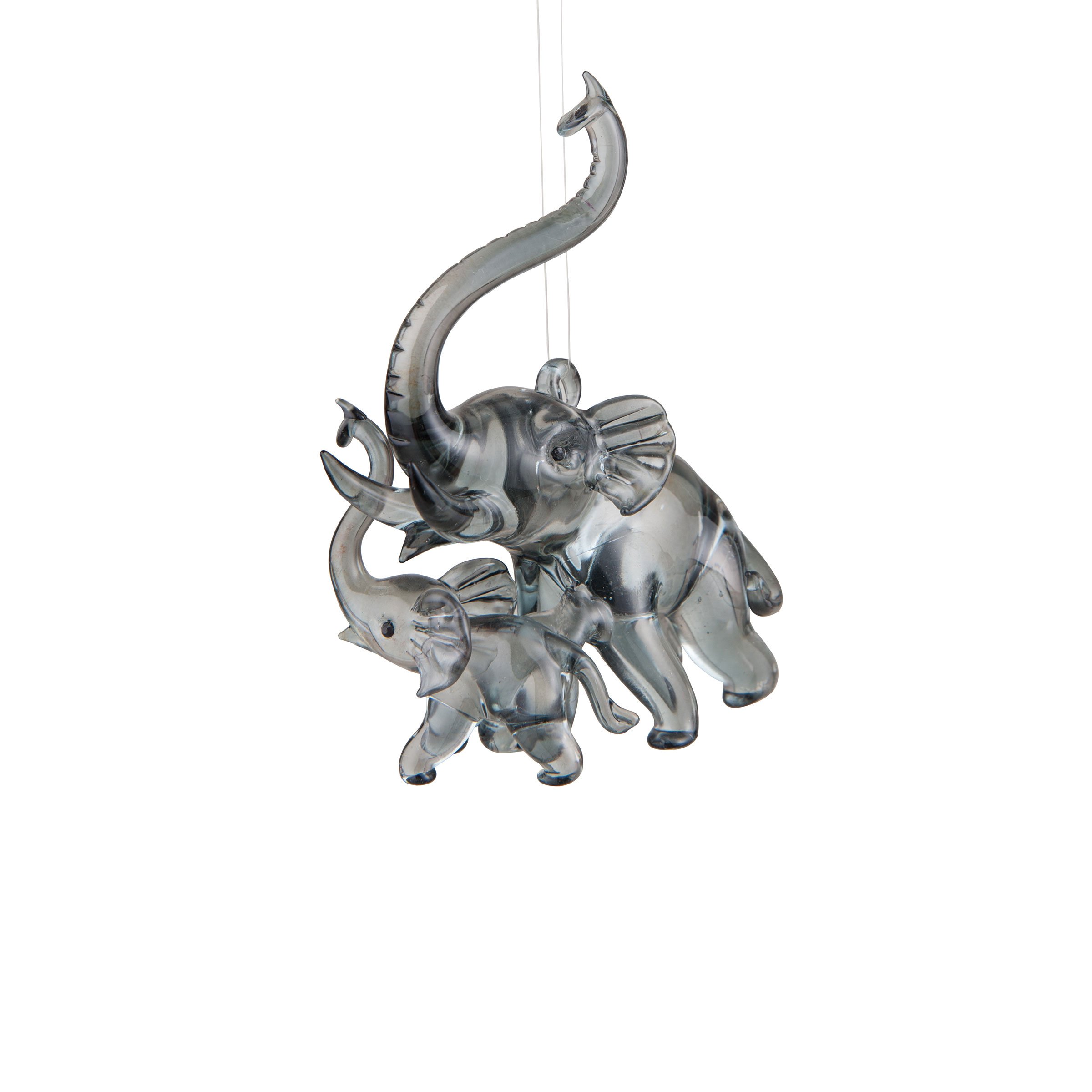 Gallerie II Elephant Mom & Baby Christmas Xmas Ornament Grey
