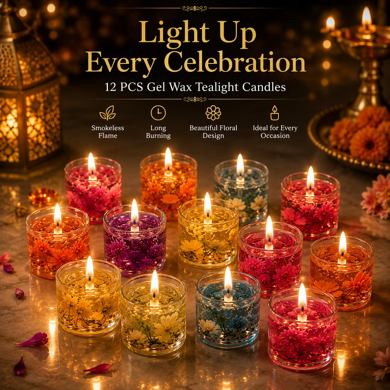 Floral Tealight Candles - 18 Pack, Long Burning -2