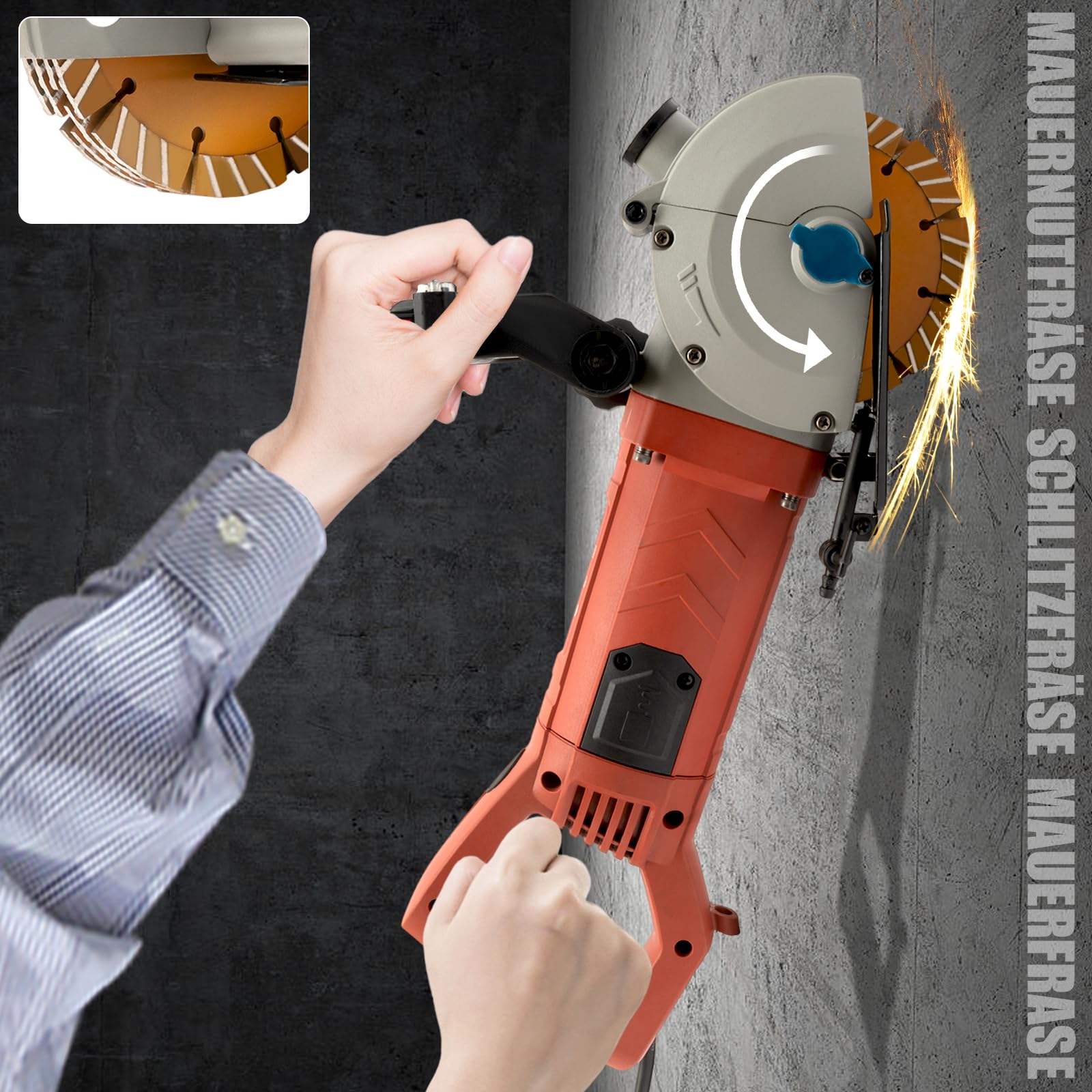 Scanalatore Per Tracce Muro Scanalatrice Elettrica Tubo Flessibile Per L'Estrazione Della Polvere Motore Tutto In Rame Da 4800 W Adatto Per Costruzione Decorazione Demolizione E Altre Occasioni