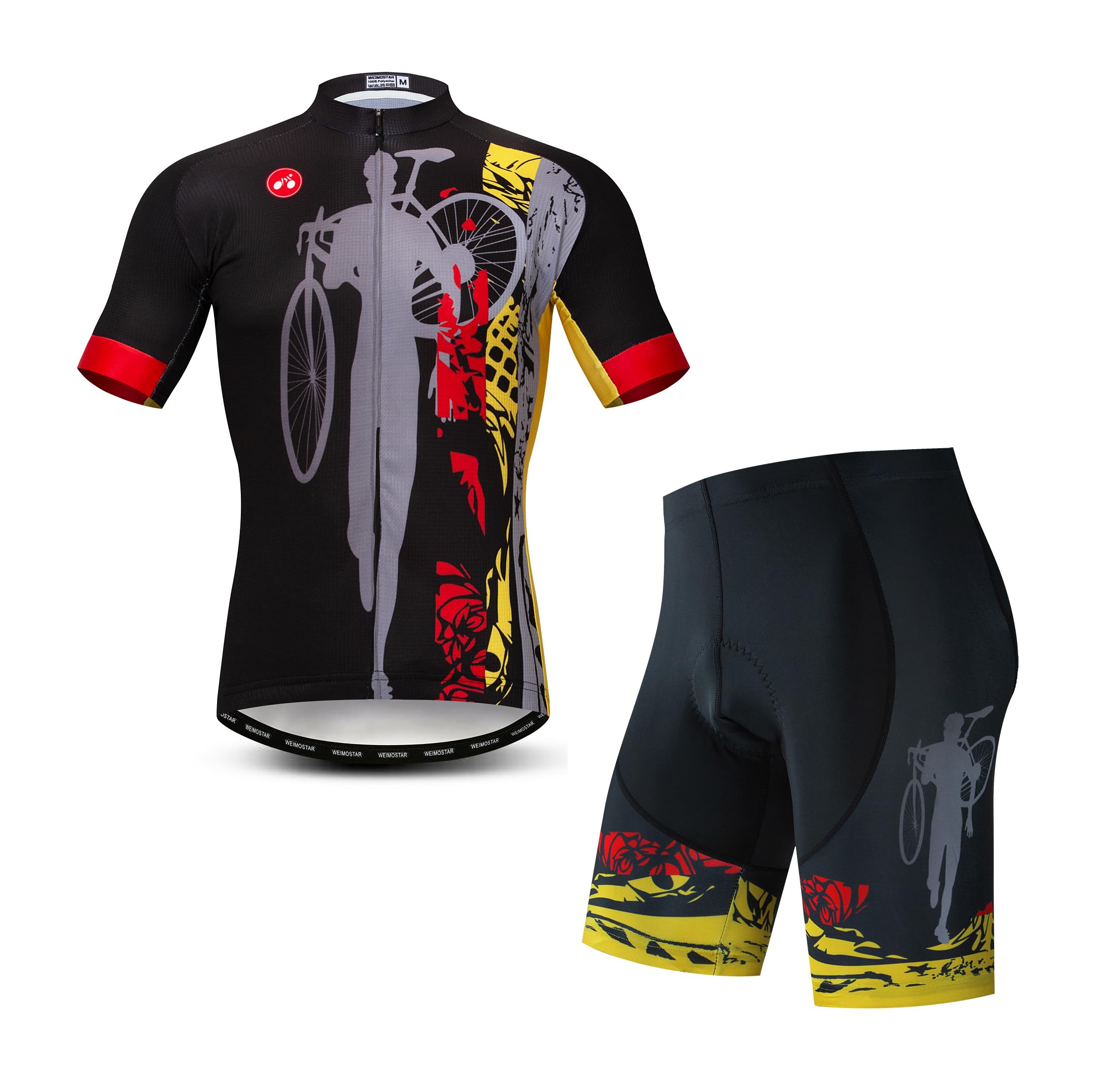 Hotlion Men's Cycling Jersey Sets Gel Pad Summer Bike Clothing Suit Breathable Bike Clothes with 3 Rear Pockets