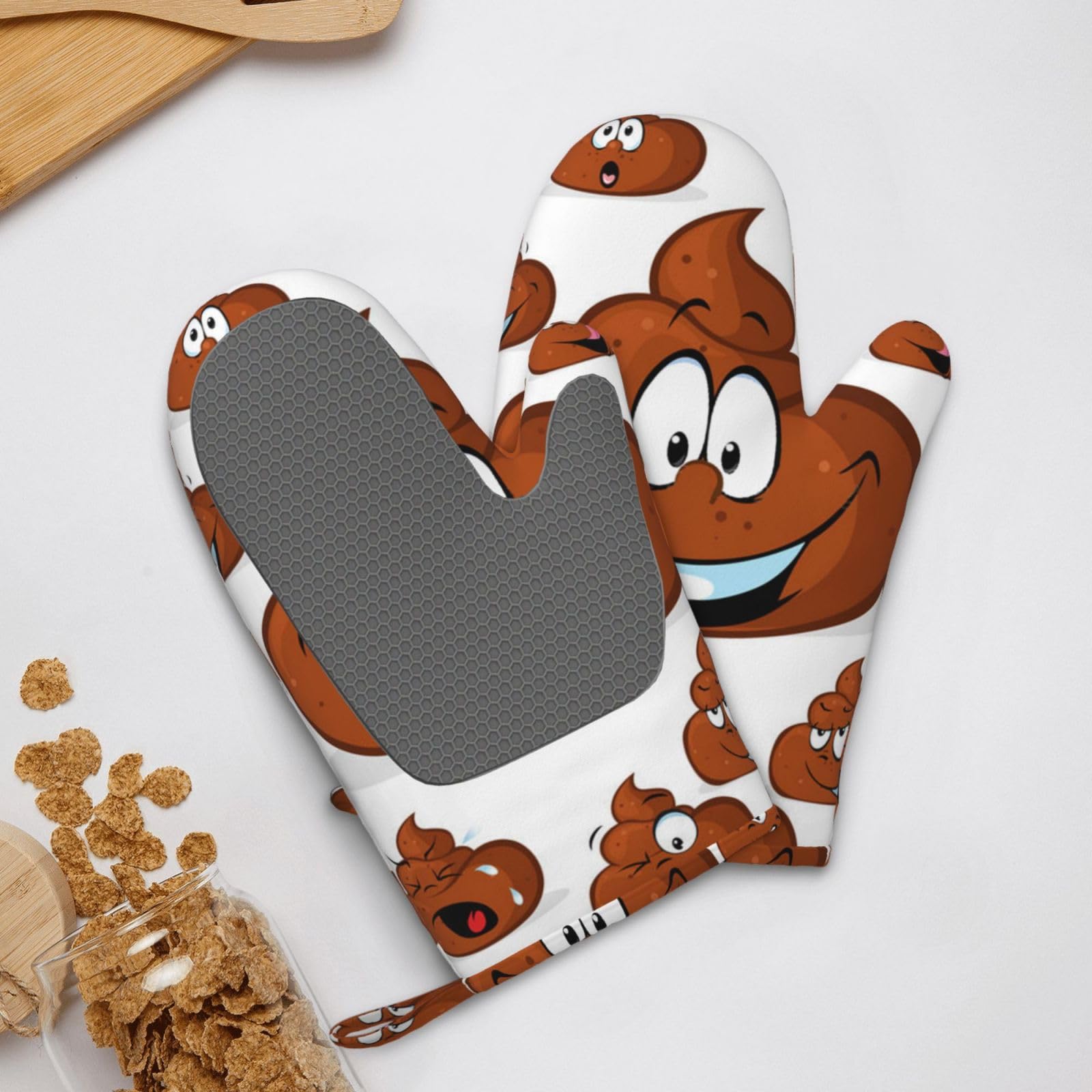 Funny Poop drukowane silikonowe rękawice kuchenne zestaw rękawic kuchennych rękawica żaroodporna