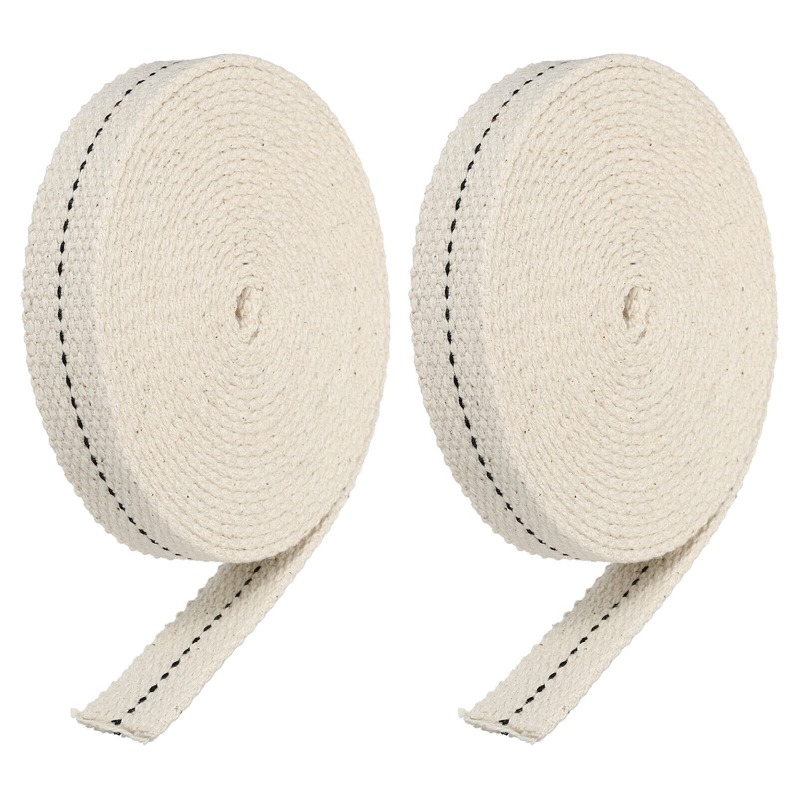 Tool parts Cotton Oil Lamp Wick 5/8 Inch Flat Wide 3 Meter/10Ft Long Black Stitch - 2 Roll