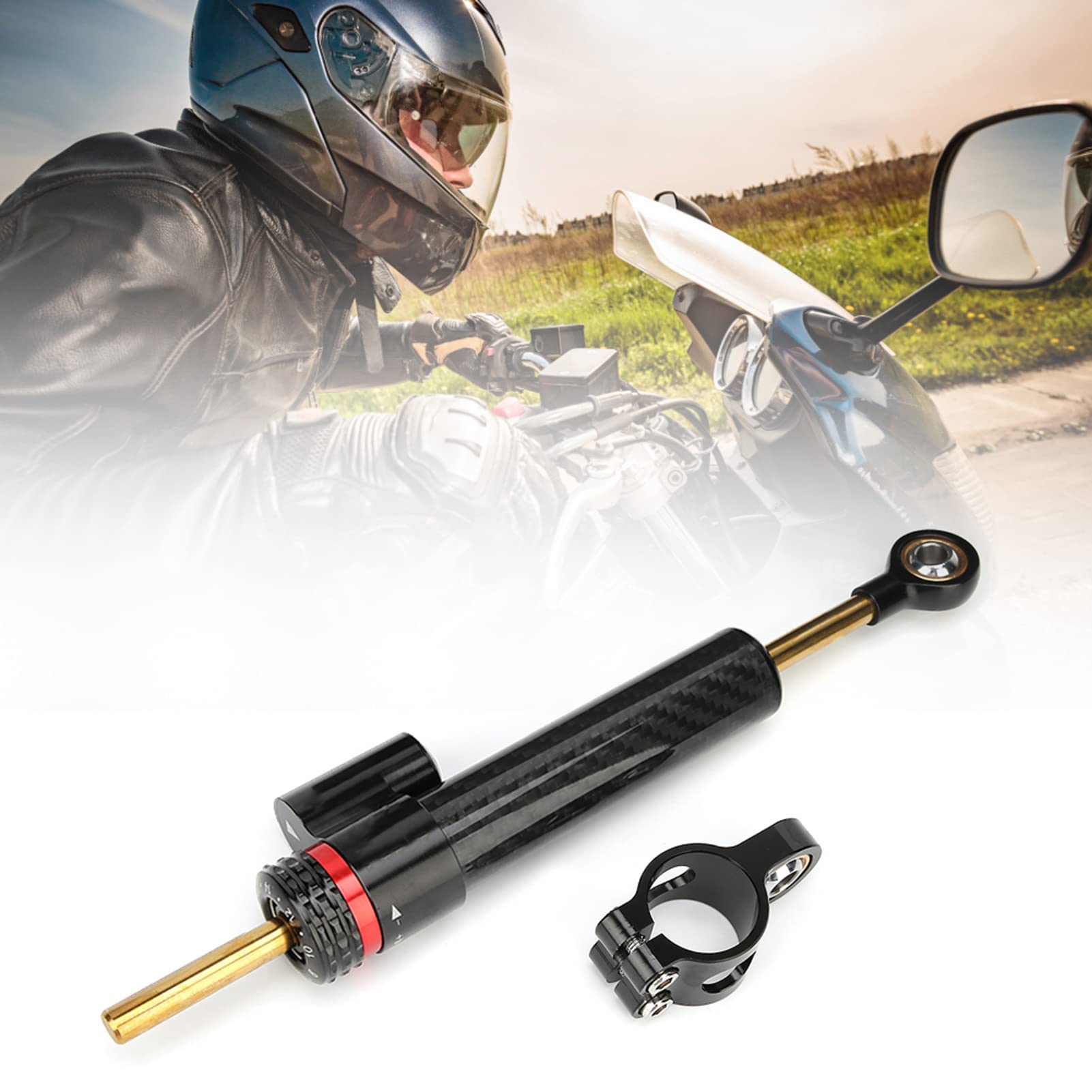 Tłumik kierownicy motocyklowej, lotnictwo, aluminium, włókno węglowe, uniwersalne części, nadaje się do wszystkich motocykli, wymagane amortyzator