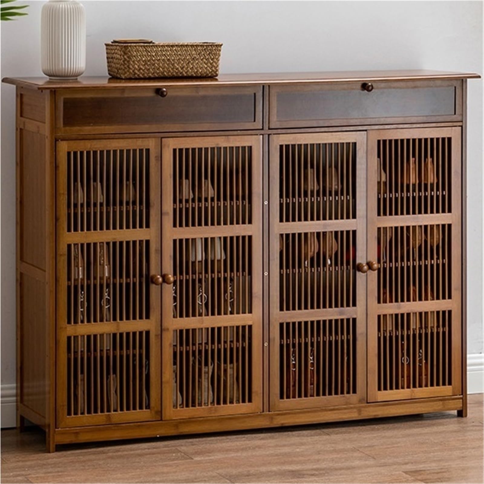 IvyLoutish Wooden Shoe Cabinet with Door Entrance Shoe Storage Cabinet Tall Shoe Organizer Free Standing Shoe Rack for Entryway Hallway Living Room,Freestanding Organizer