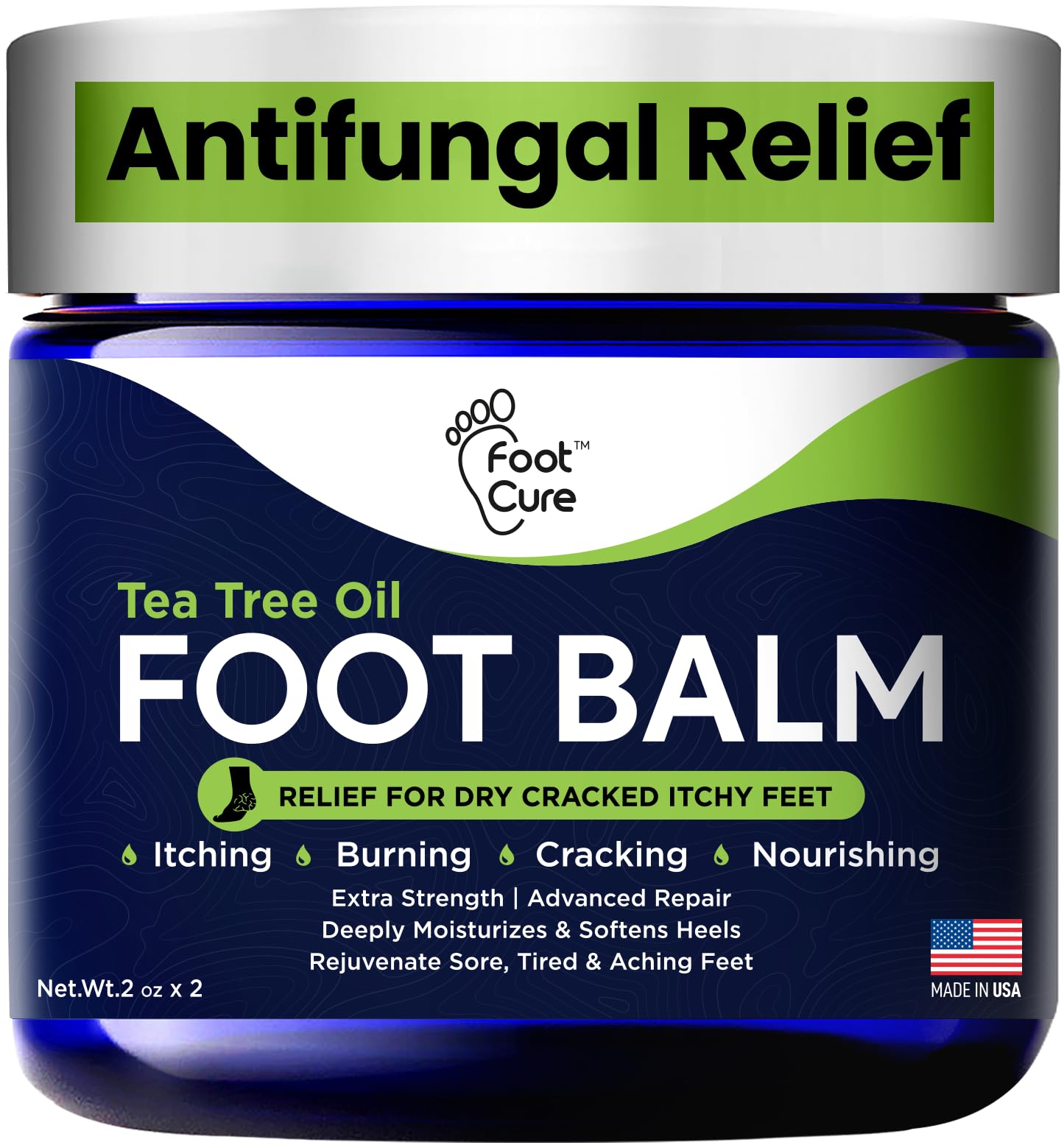 Antifungal Cream - For Itchy Feet and Skin Fungus Relief - Extra Strength Treatment for Athlete’s Foot, Ringworm, and Jock Itch. Moisturizer for Dry Cracked Feet infused with Tea Tree Oil Made in USA