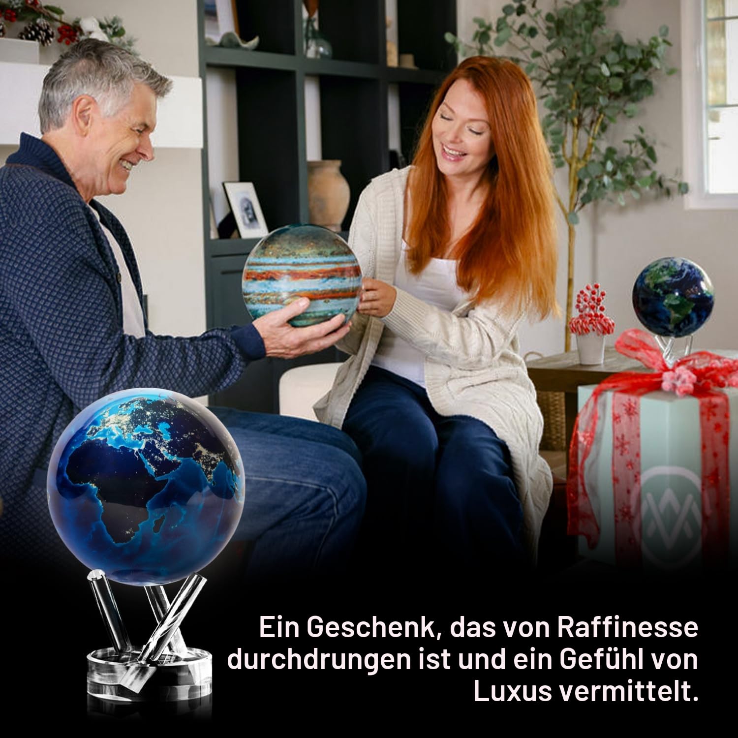 MOVA Globus Earth at Night Signatur (6") – Edler Rotierender Design-Globus mit NASA Nachtansicht der Erde | Solarbetrieben, ohne Batterien | Premium Deko für Büro & Zuhause | 15 CM