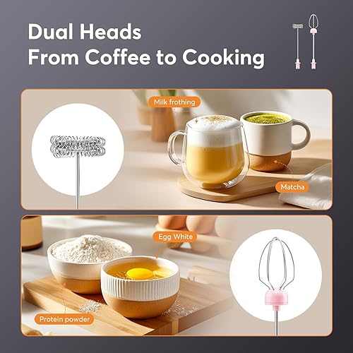 Miniatura 6 de MF02 - Espumador de leche recargable de mano con batidor de acero inoxidable para capuchino, café con leche, café a prueba de balas, dieta Keto,