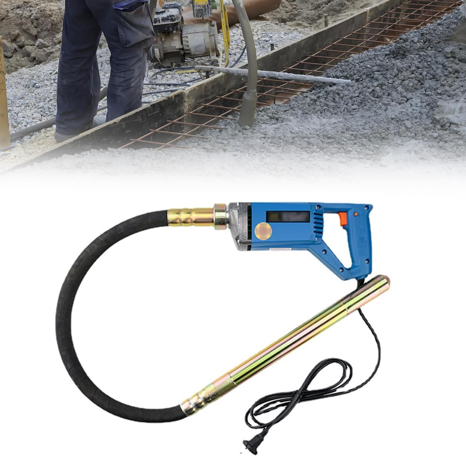 Vibrateur à béton électrique 1200W avec aiguille vibrante de 35mm et flexible de 1m