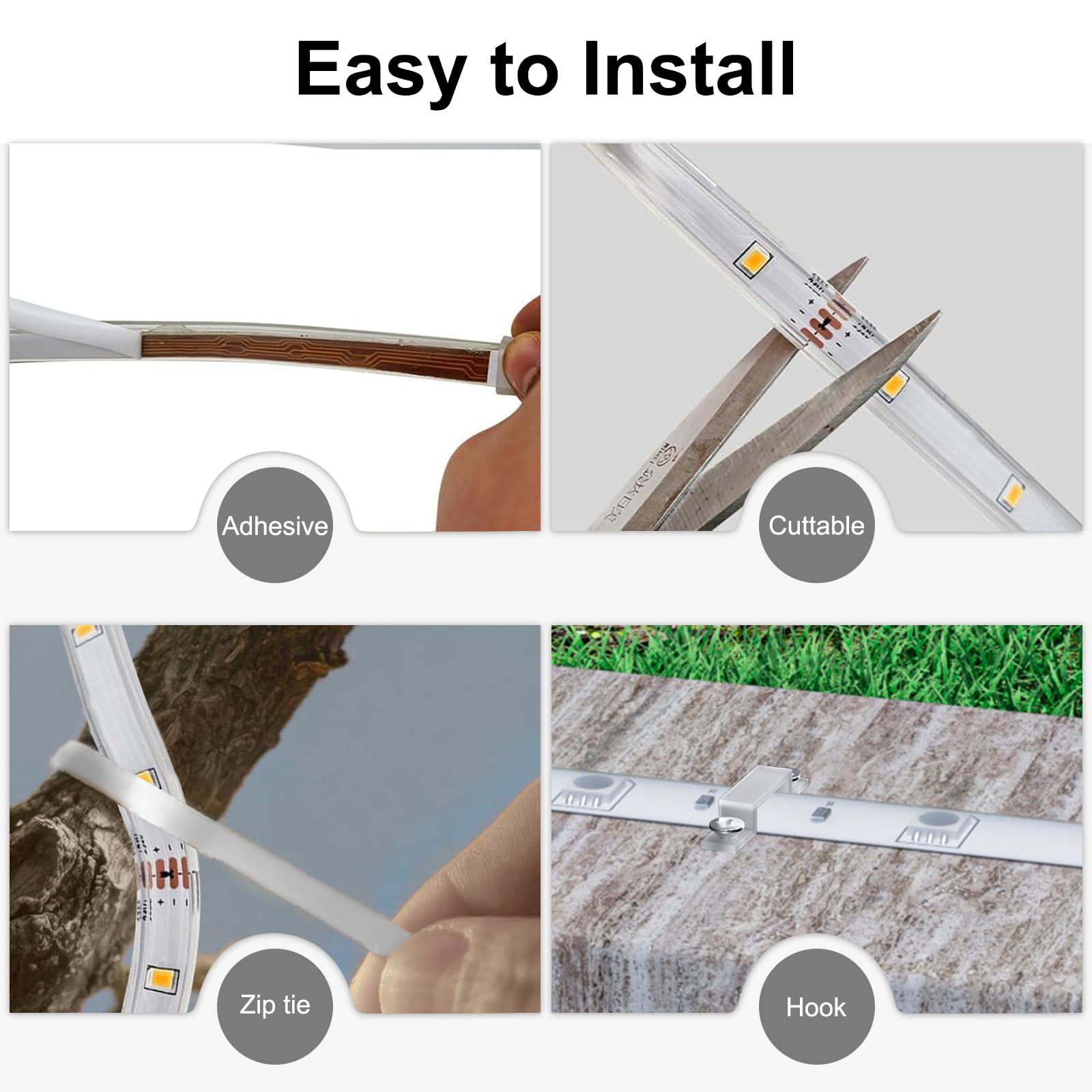 Striscia di luci a LED a energia solare per esterni, 15 m, autoadesiva, impermeabile, 8 modalità con timer remoto e accensione automatica, perfetta per terrazza, patio, sentieri, decorazioni