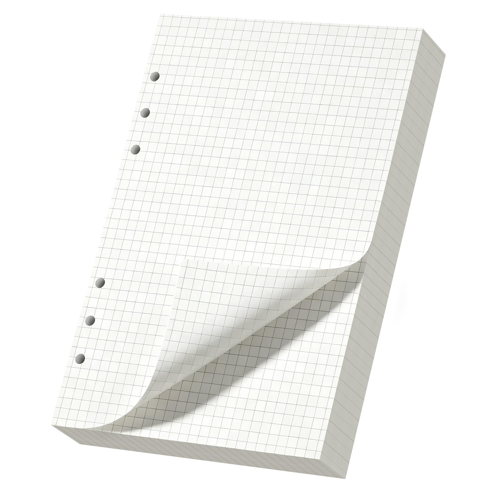 Yarotm Refill Paper Squared A5-150 Sheets 100GSM Graph 5mm Refillable Pages 8.3 x 5.5 Inch - 6 Hole Loose Leaf Inserts for A5 Ring Binder Notebook Pad Folder