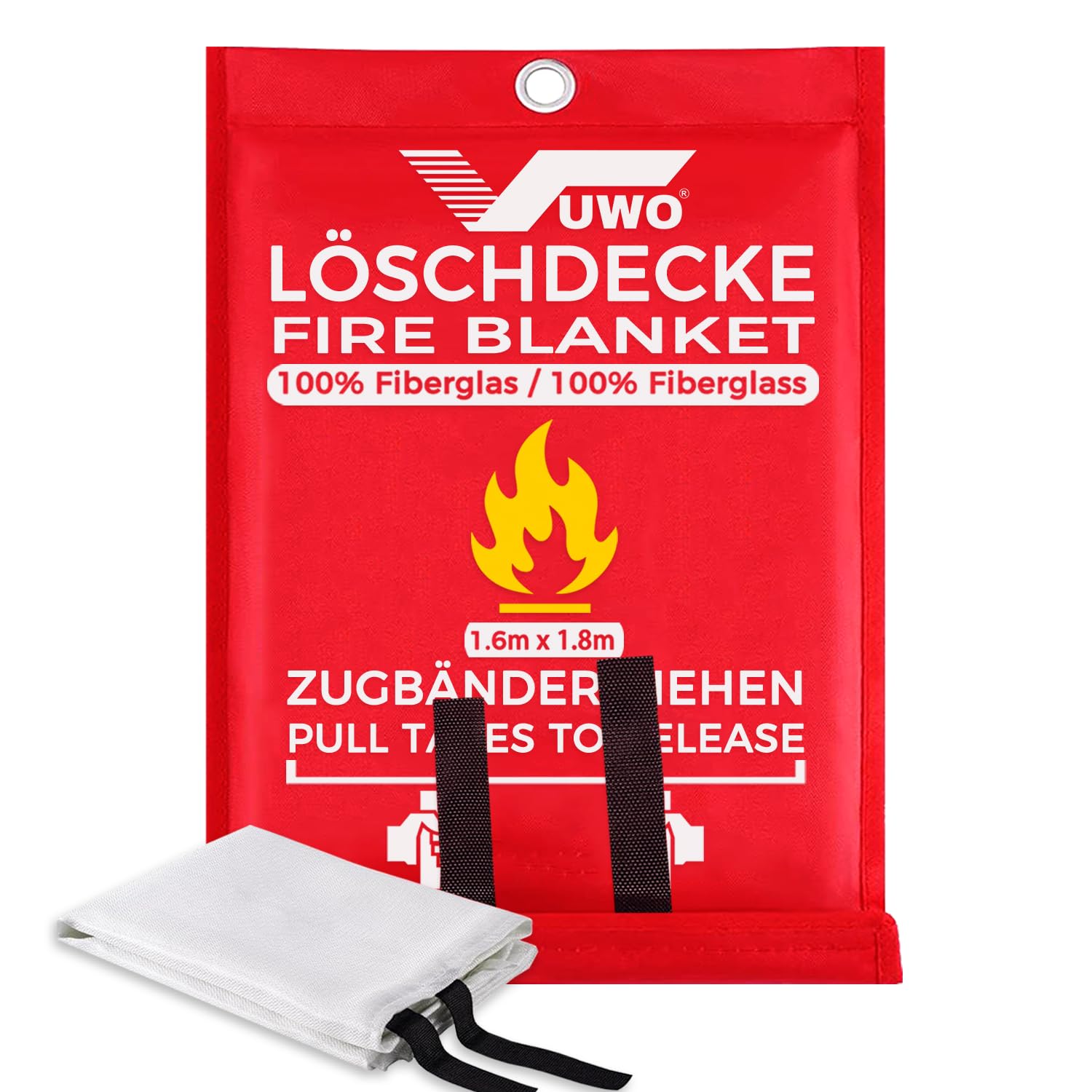 Coperte antincendio antinfortunistica - 1 Pezzi Coperta Ignifugadi in vetroresina con Manici per emergenza di sopravvivenza protezione ignifuga e isolamento termico per cucina casa (1.6m x 1.8m)