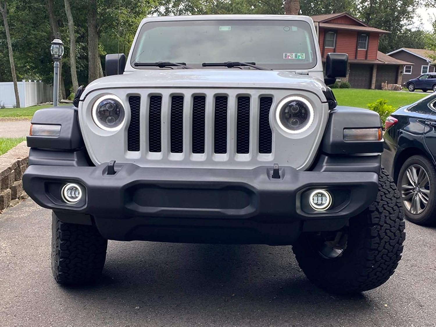 2Pcs Round Halo LED Fog Lights for J'eep Wrangler JL JLU 2018-up Sport/Sport-S Bumper OEM Factory Fog Lamp Replacement Xenon White LED Driving Lights