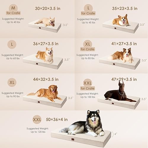 Miniatura 4 de EHEYCIGA Camas ortopédicas XXL para perros jumbo con funda extraíble lavable para jaula, camello, 47 x 29 pulgadas