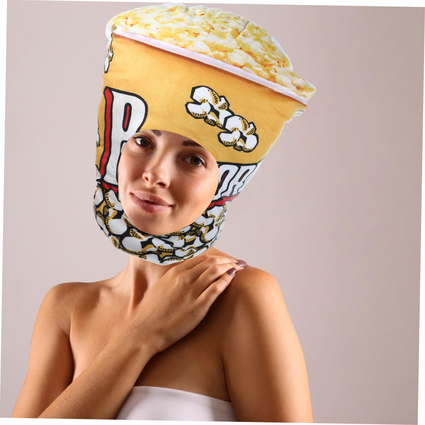 Sombrero de Palomitas de Maíz y Papas Fritas, 2 Piezas | Pp Algodón, Rojo, para Fiestas y Espectáculos, Diseño Cartoon Creativo en Forma de Snacks
