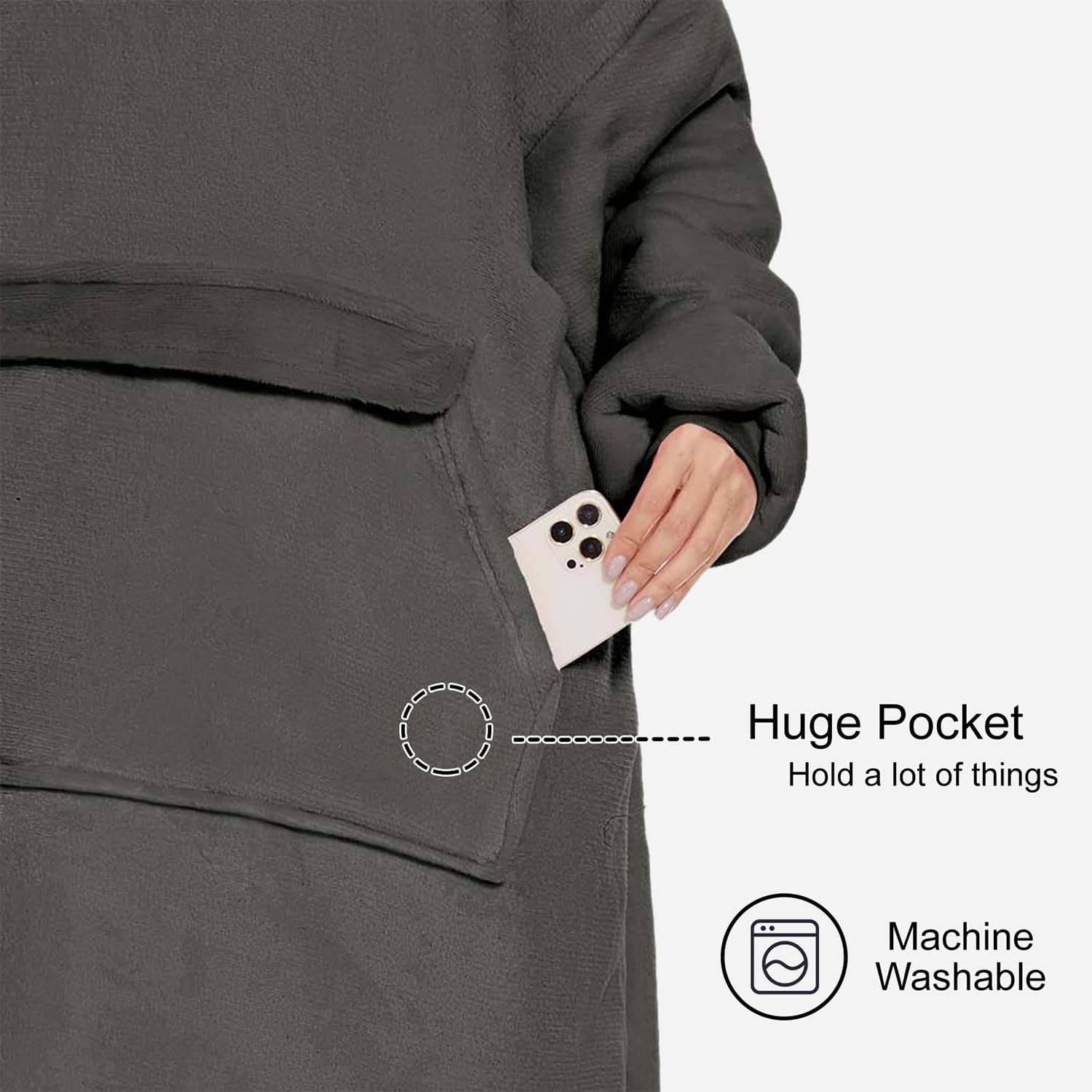 Coperta indossabile con cappuccio, felpa oversize con maniche coperte, calda e accogliente, regalo per donne e uomini