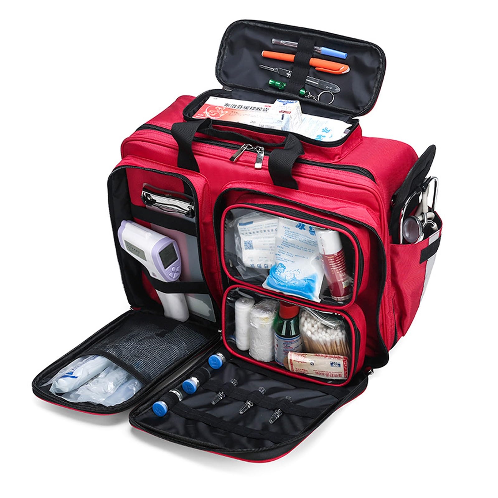 Botiquín De Primeros Auxilios Portátil De Gran Capacidad,Reflectante De Seguridad, Multicapa,Ideal For Rescate Médico,Médicos, Senderismo Y Emergencias Al Aire Libre(Navy blue)