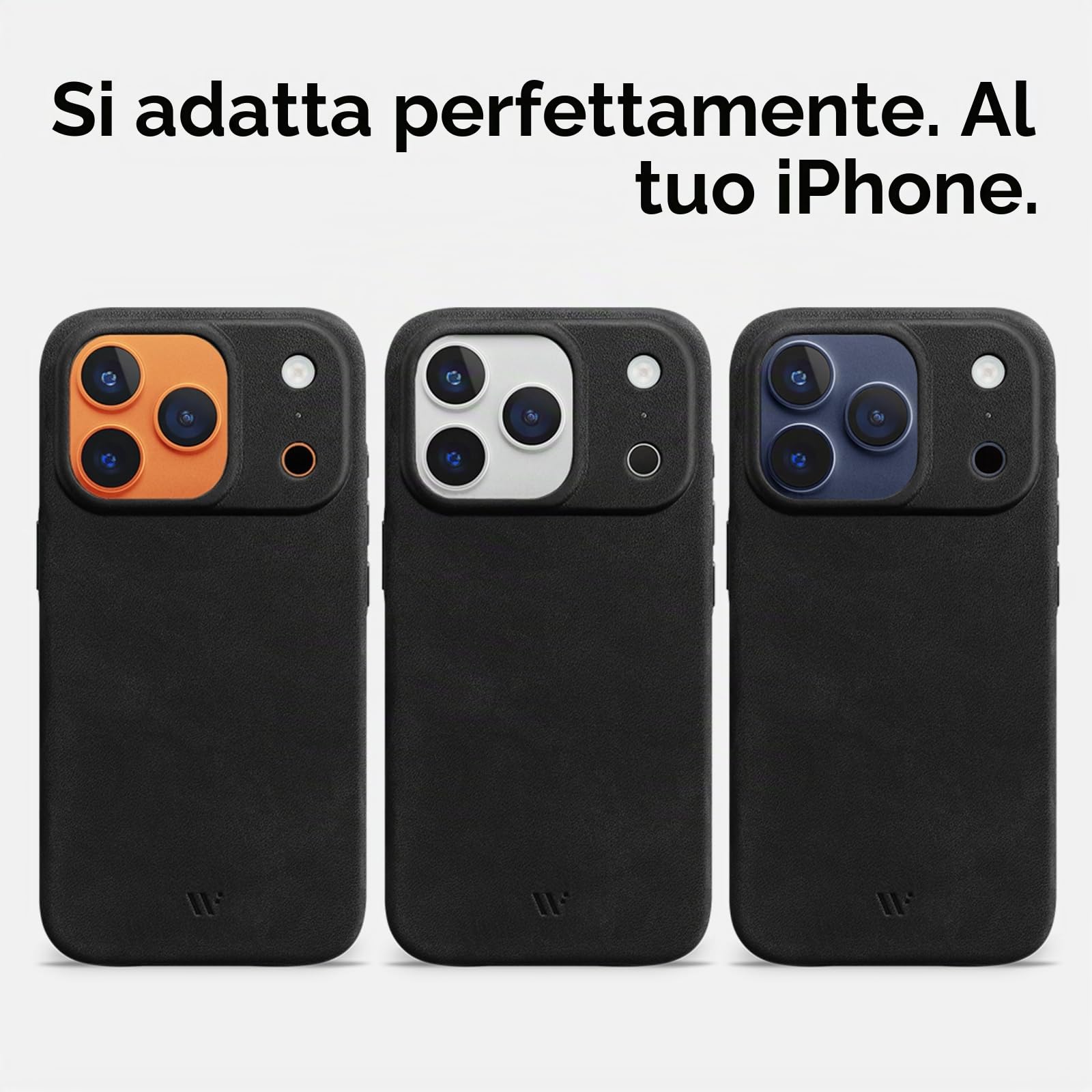 WIIUKA Custodia per iPhone 17 Pro Max, Pelle dalla Germania, Custodia in Pelle Extra Sottile, Custodia Premium per Smartphone, Case, Qi, skiin More, Vintage Nero