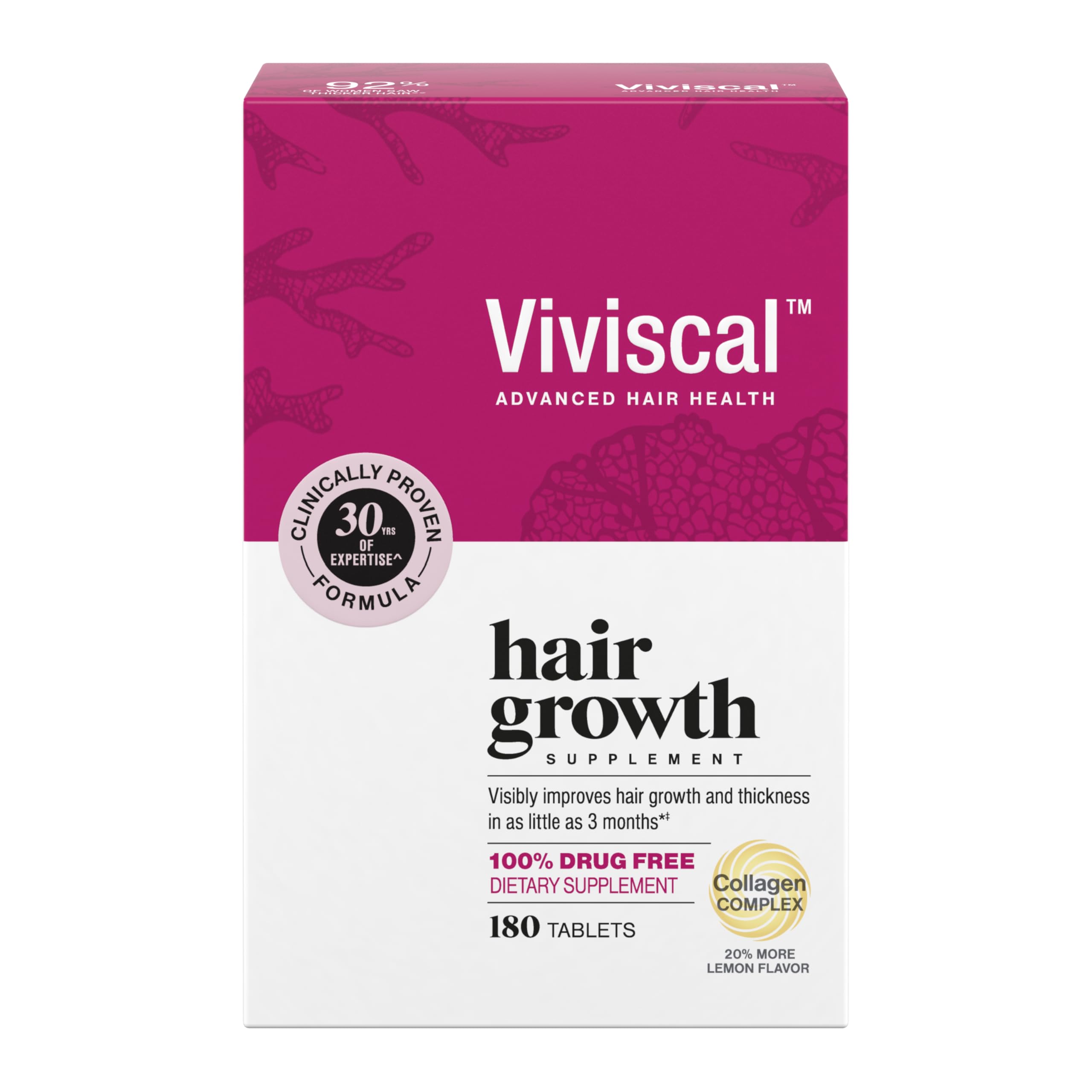 Viviscal Women's Hair Growth Supplements with Proprietary Collagen Complex, 1 Selling for Clinically Proven Results of Thicker, Fuller Hair; Nourish Thinning Hair (180 Tablets - 3 Month Supply) 90 Day Supply