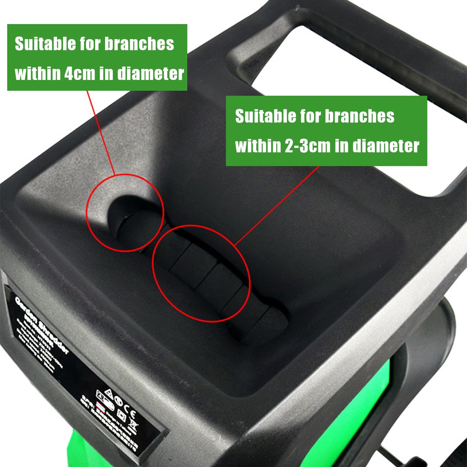 Biotrituradora Eléctrico De 2400w, Rama De Mulcro De Hoja De 4500 Rpm Rama De Compost Con Ruedas Y Bolsa De Escombros De 50l, Astilladora De Madera Multifuncional Para Herramienta De Limpieza