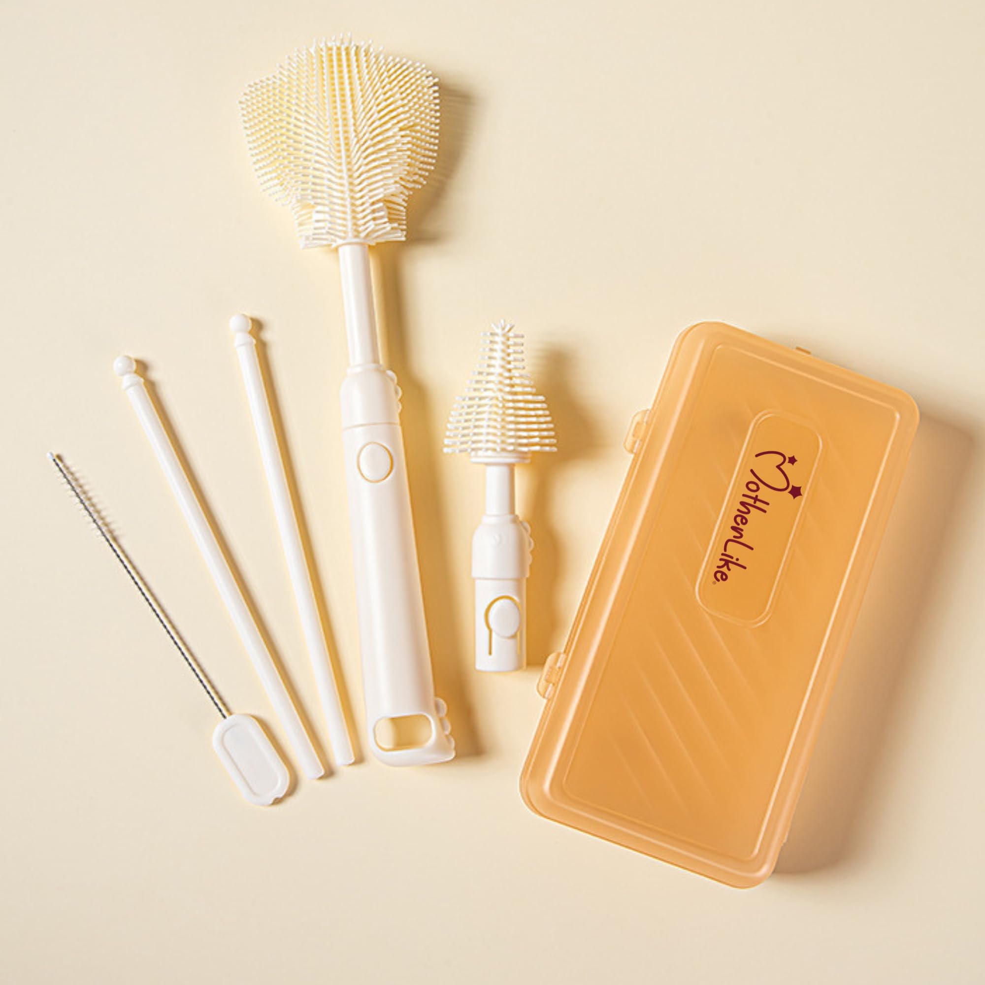 Baby Bottle Cleaning Brushes Set with Nipple and Straw Cleaner, BPA-Free Silicone Bristles, Built-in Drying Rack-image-48