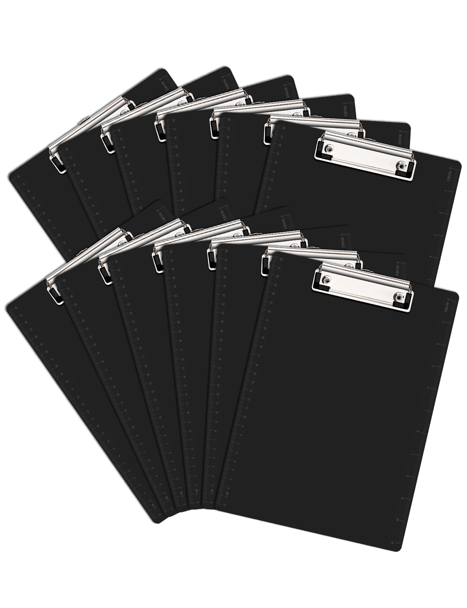 Photo 1 of SUNEE 12 Packs Black Plastic Clipboards 8.5x11, Clip Board with Low Profile Clip, Classroom and Office Supplies