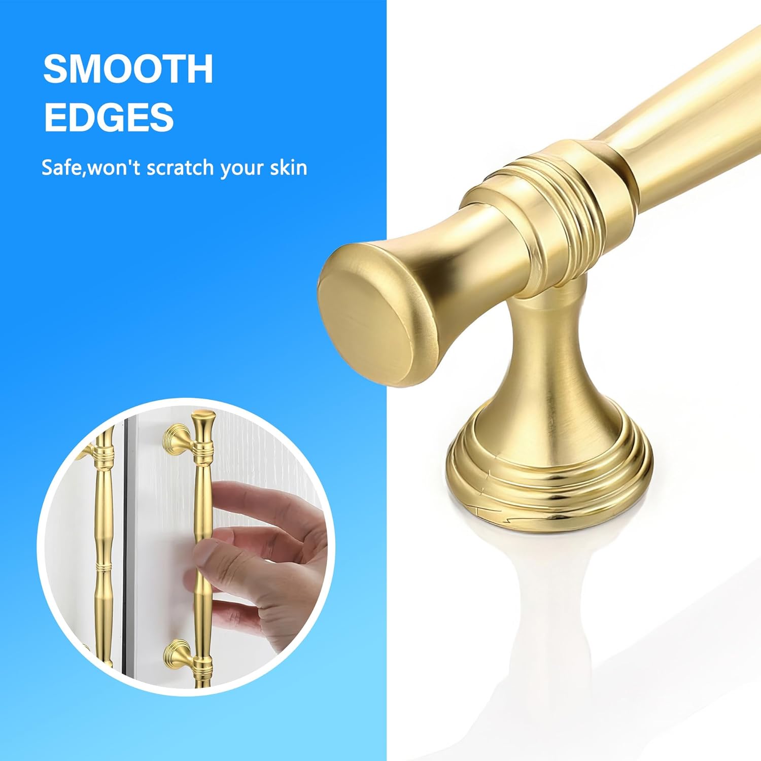 10-Pack 5 Inch Gold Bar Kitchen Cabinet Handles,Modern Cabinet Drawer Pulls and Knobs,Brushed Brass Pull Hardware for Dresser Handle Zinc Alloy