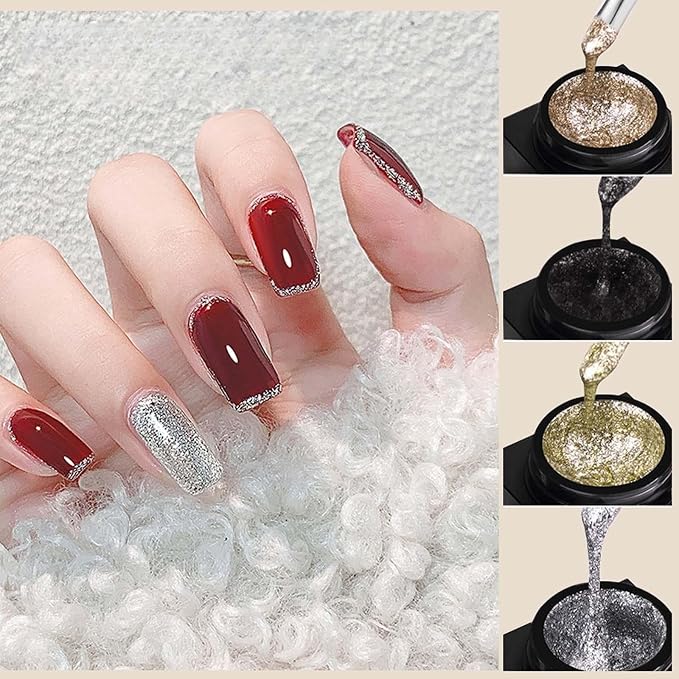 Esmalte para uñas con brillo metálico y glitter, 4 colores, 5 ml miniatura 2