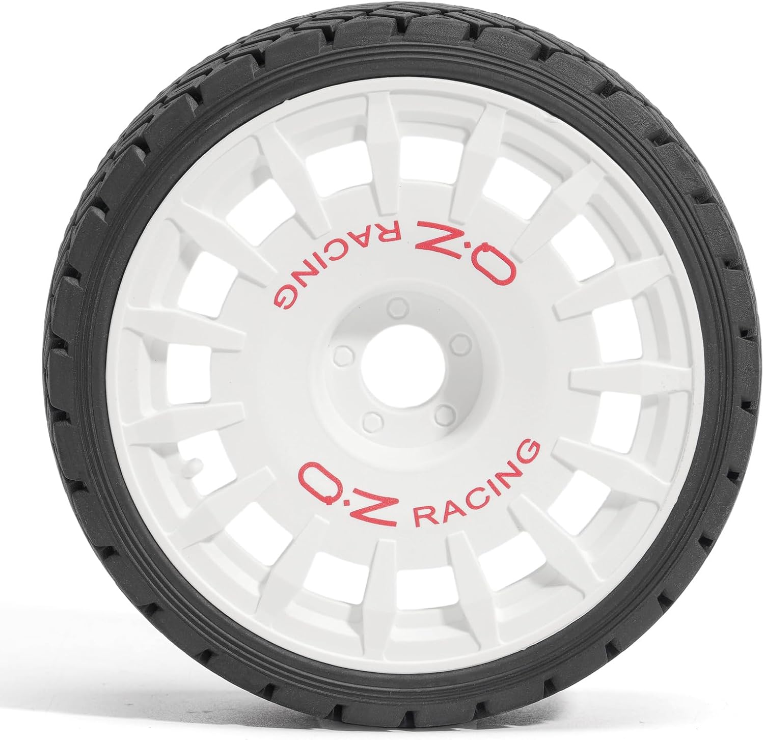 Pre-Glued Rally Wheel & Tire Set for 1/7 1/8 RC Car, Fits ARRMA Infraction/Felony, MJX 7303, KM C3, 100 x 40 mm Rubber, 17 mm Hex, EVA Insert, 4 pcs, White