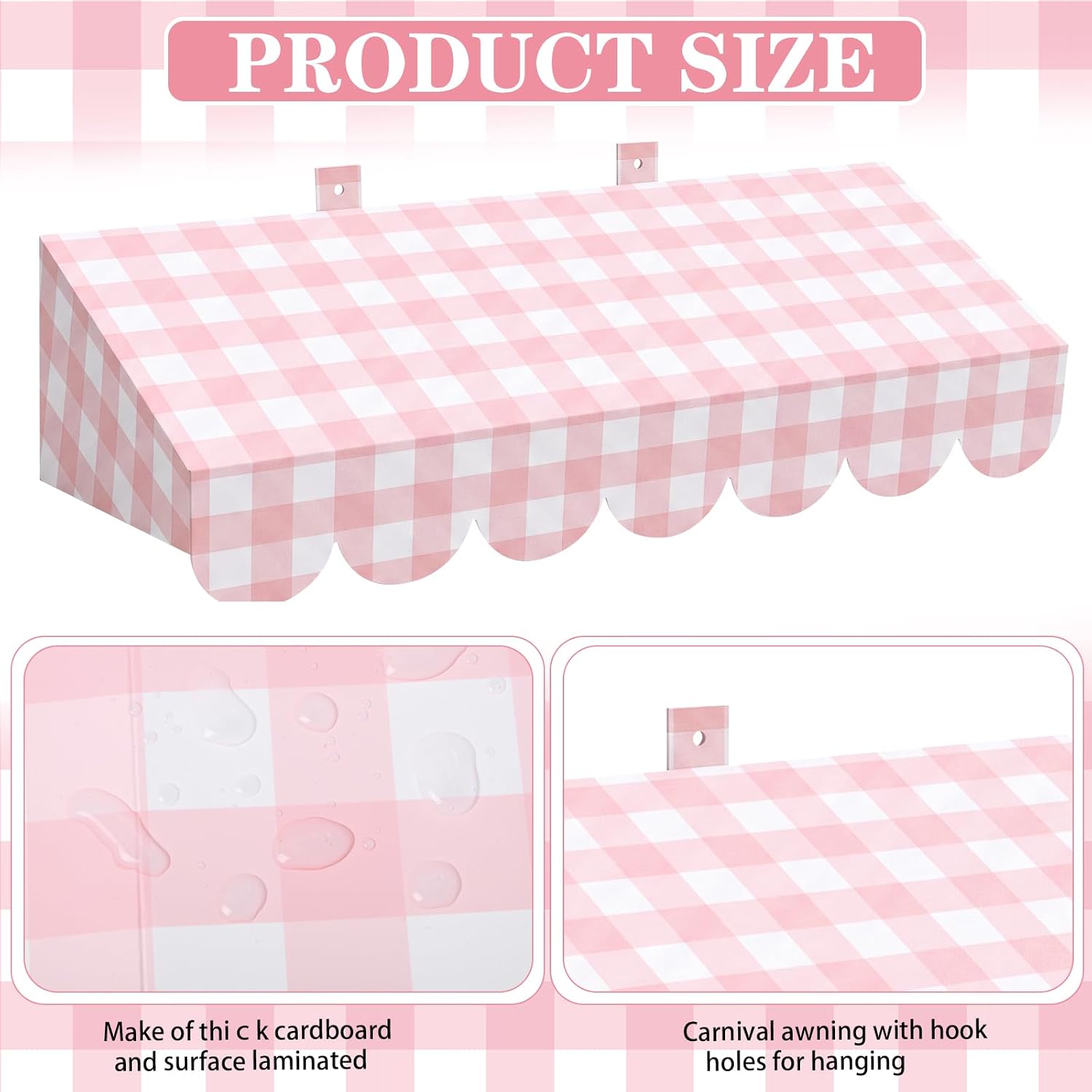 Tallew 4 Pcs Classroom Awning 3D Circus Bulletin Board Paper Awning Decoration for Back to School Classroom Carnival Farmers Market Theme Party Decorations(Pink)