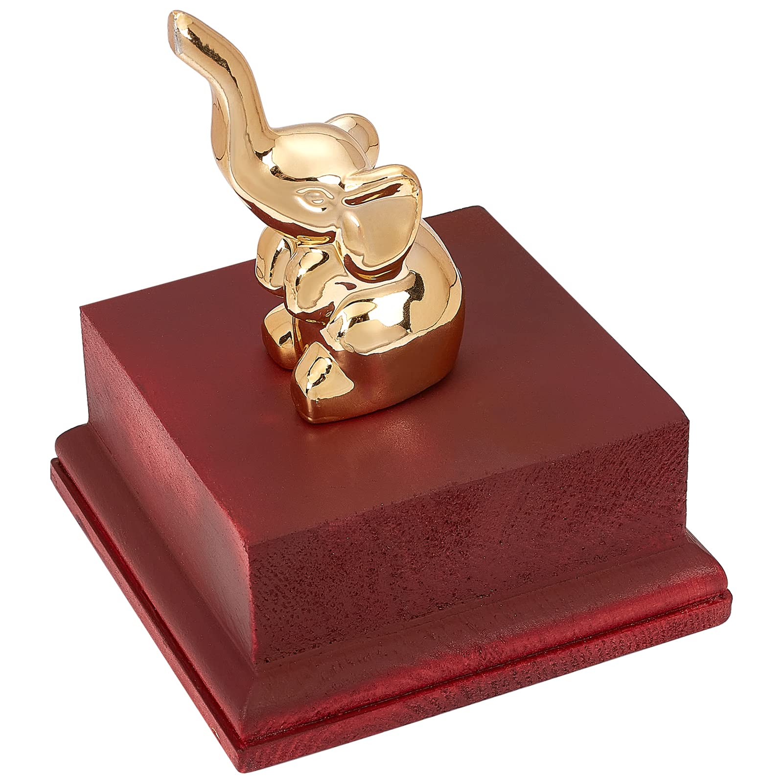 AHANDMAKER Square Wooden Pedestal Stand Display Base, 4.5 x 4.5 x 1.96 Inch Wooden Trophy Base, Wood Decorative Base Medals Display Base for Collectibles Display Home Decoration, Dark Red