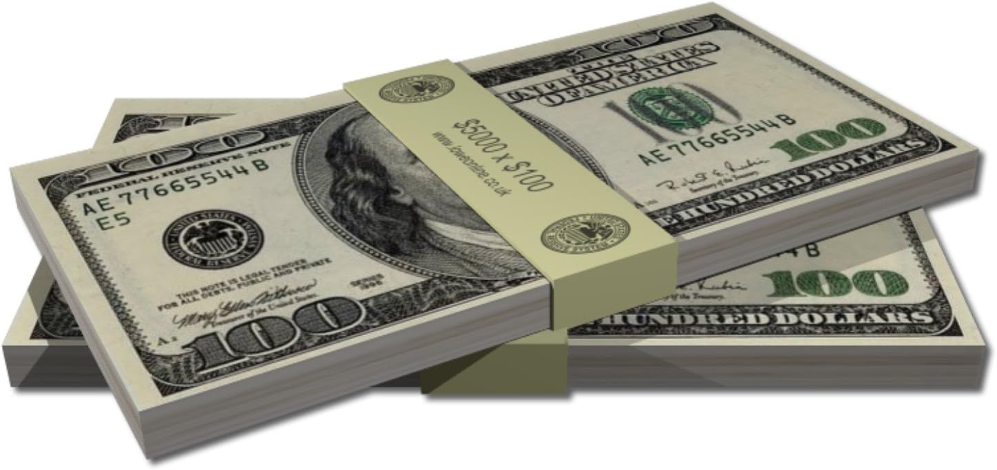 Casino Hundred Dollar Bills Edible Icing image Cake Toppers