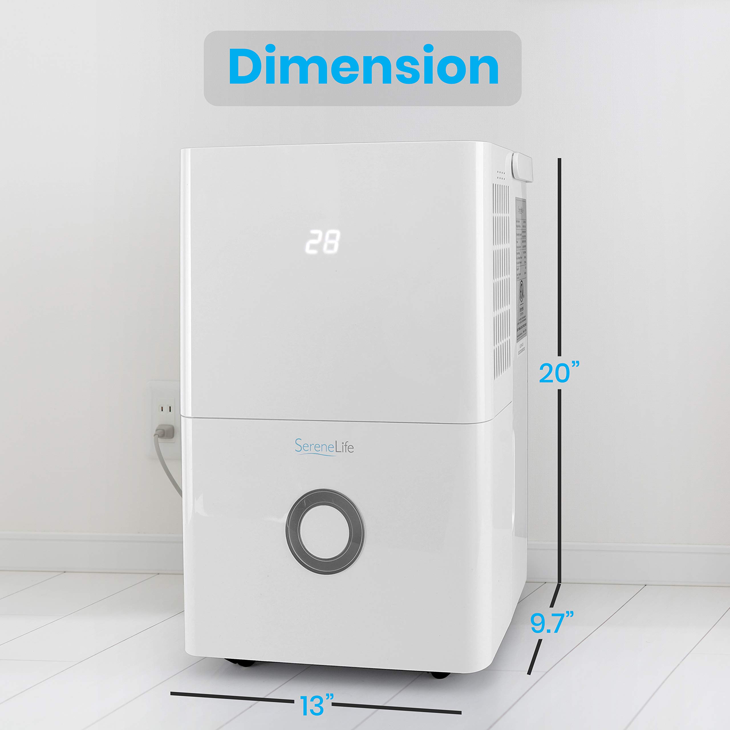 SLDEHU30 - Deshumidificador eléctrico compacto de 30 pintas, deshumidificadores eléctricos silenciosos de 1500 pies cuadrados para el hogar, armario, sótano, con capacidad de tanque de agua 2