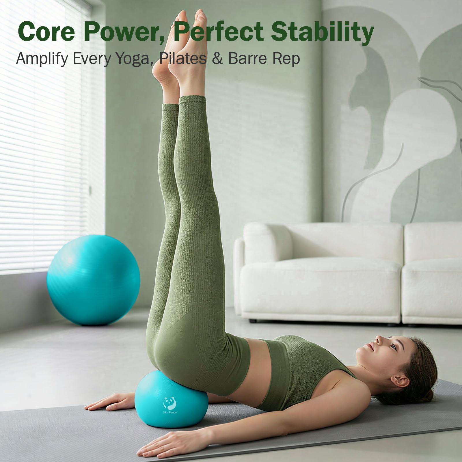 Slim Panda Ballon Pilates Petite,23 cm Anti-Slip Ballon de Gymnastique avec Paille de Gonflage,Soft Yoga Ball Équilibre pour Seniors Thérapie,Fitness,Entraînement à l'équilibre