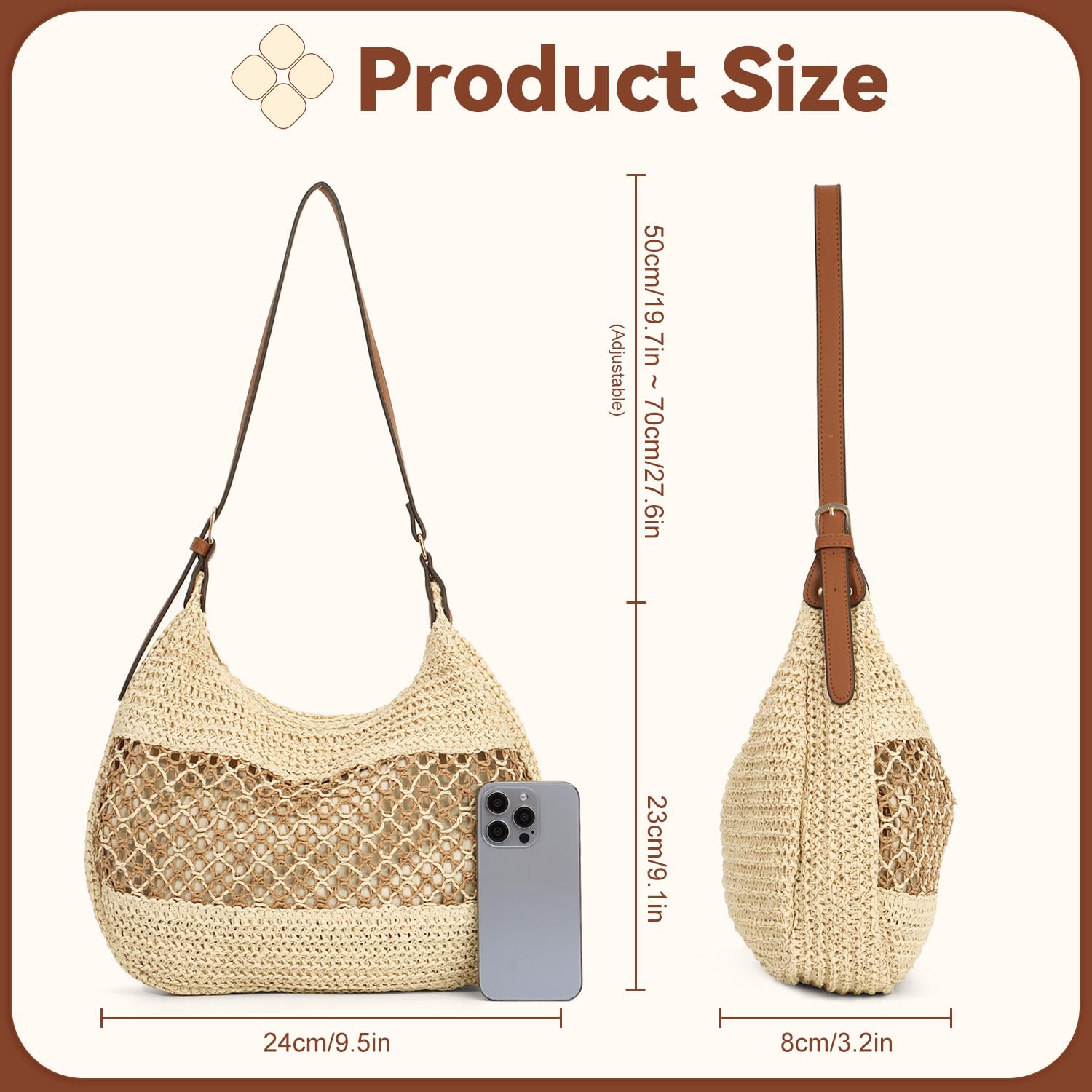 LHHMZ Sac à bandoulière en paille tissée pour femmes, Fourre-tout de plage tissé, Sac à main de plage pour voyage d'été 2025