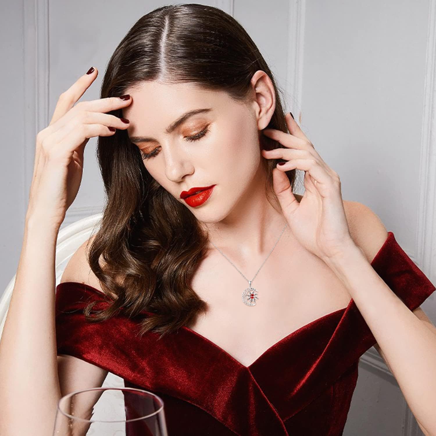 Dreamboat Sterling Silver Sun Moon Necklace for Women Crescent Moon Sun Necklace Celestial Jewelry Gifts - Image 2