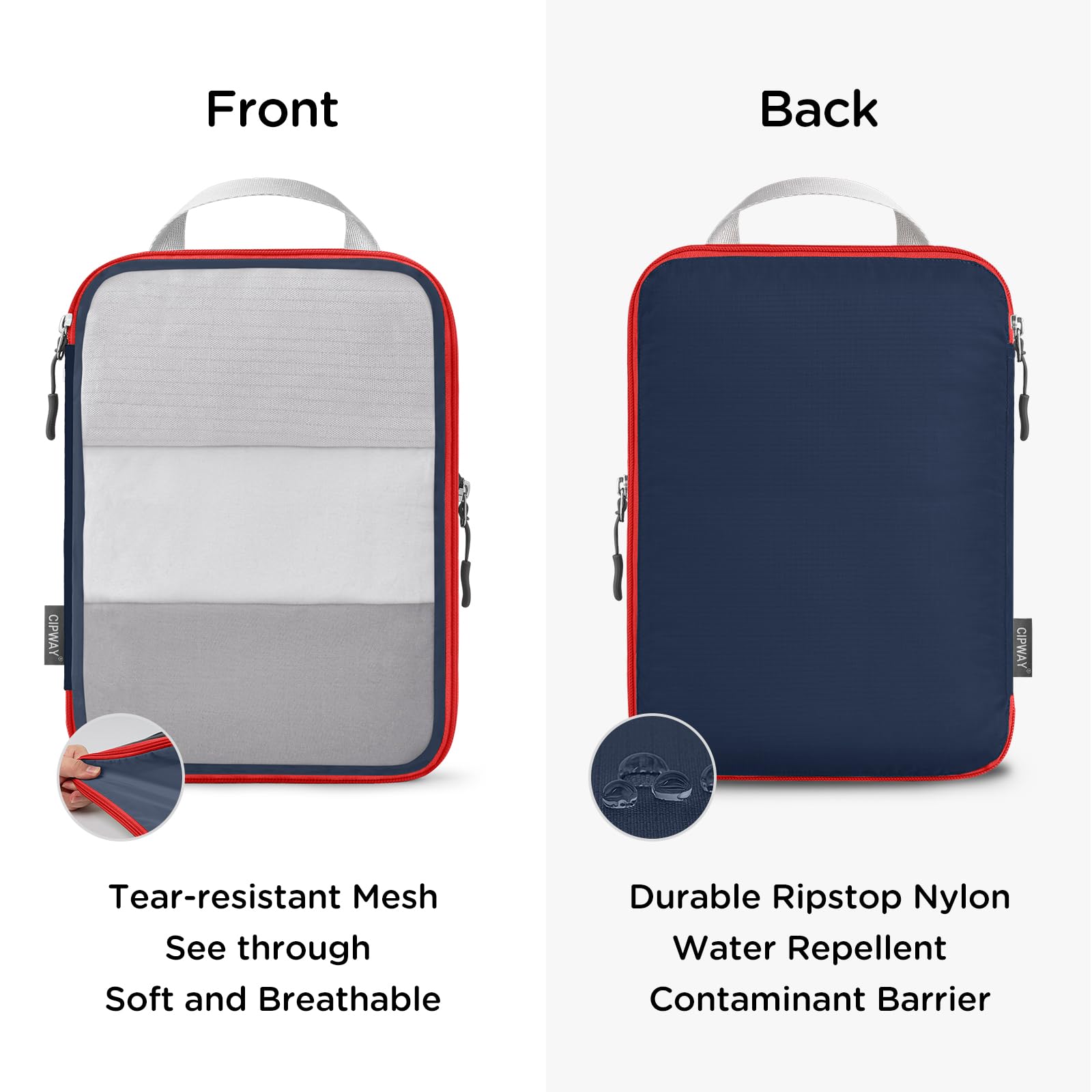Cipway Bolsas Compresion Viaje, Malla Ligero Bolsas de Viaje Organizador para la Mochila Maletas de Almacenamiento en el Hogar(Azul, 6 Unidades)