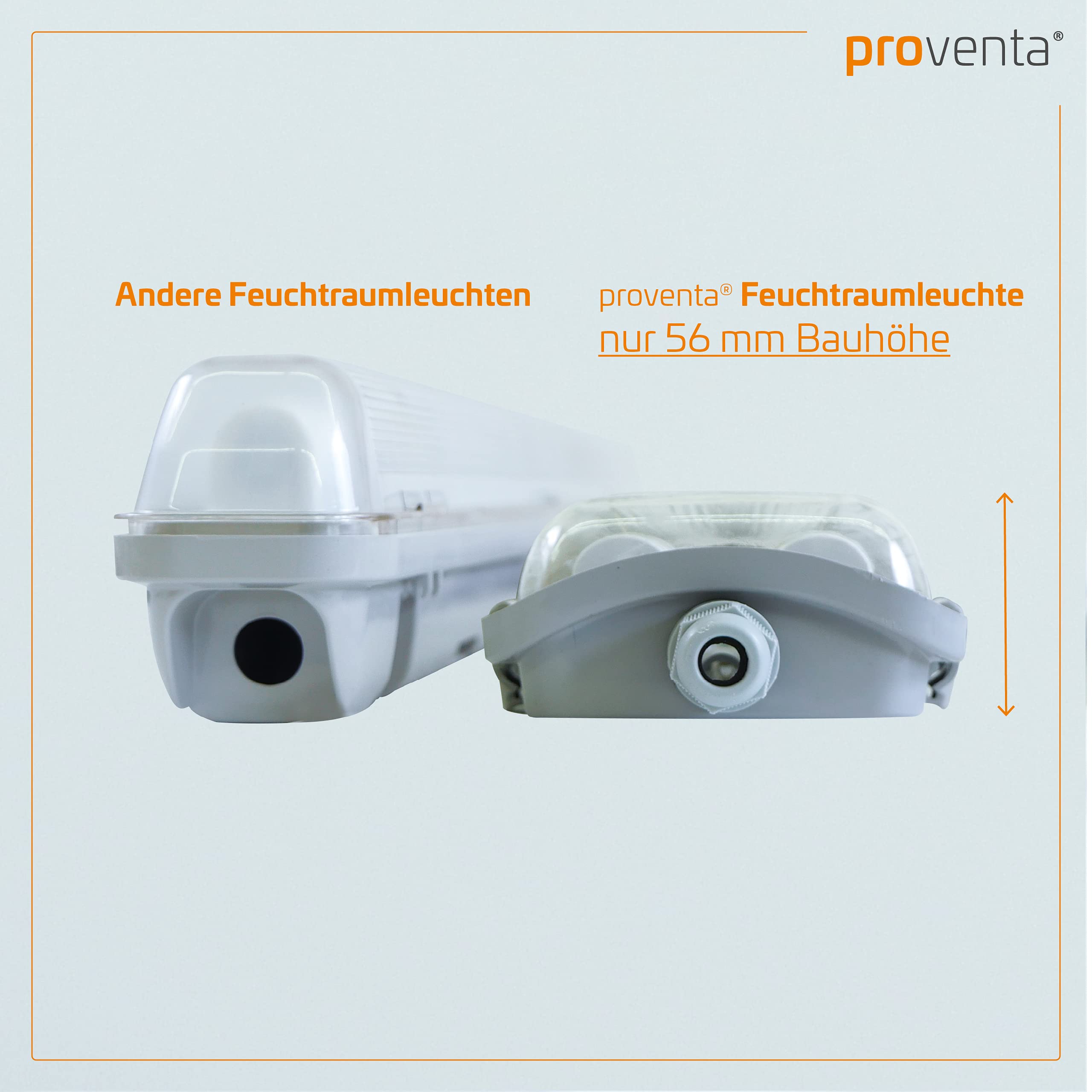proventa® EasyBudget LED-Feuchtraumleuchte 150cm 48W 2x Röhre neutralweiss - Sparset 4x