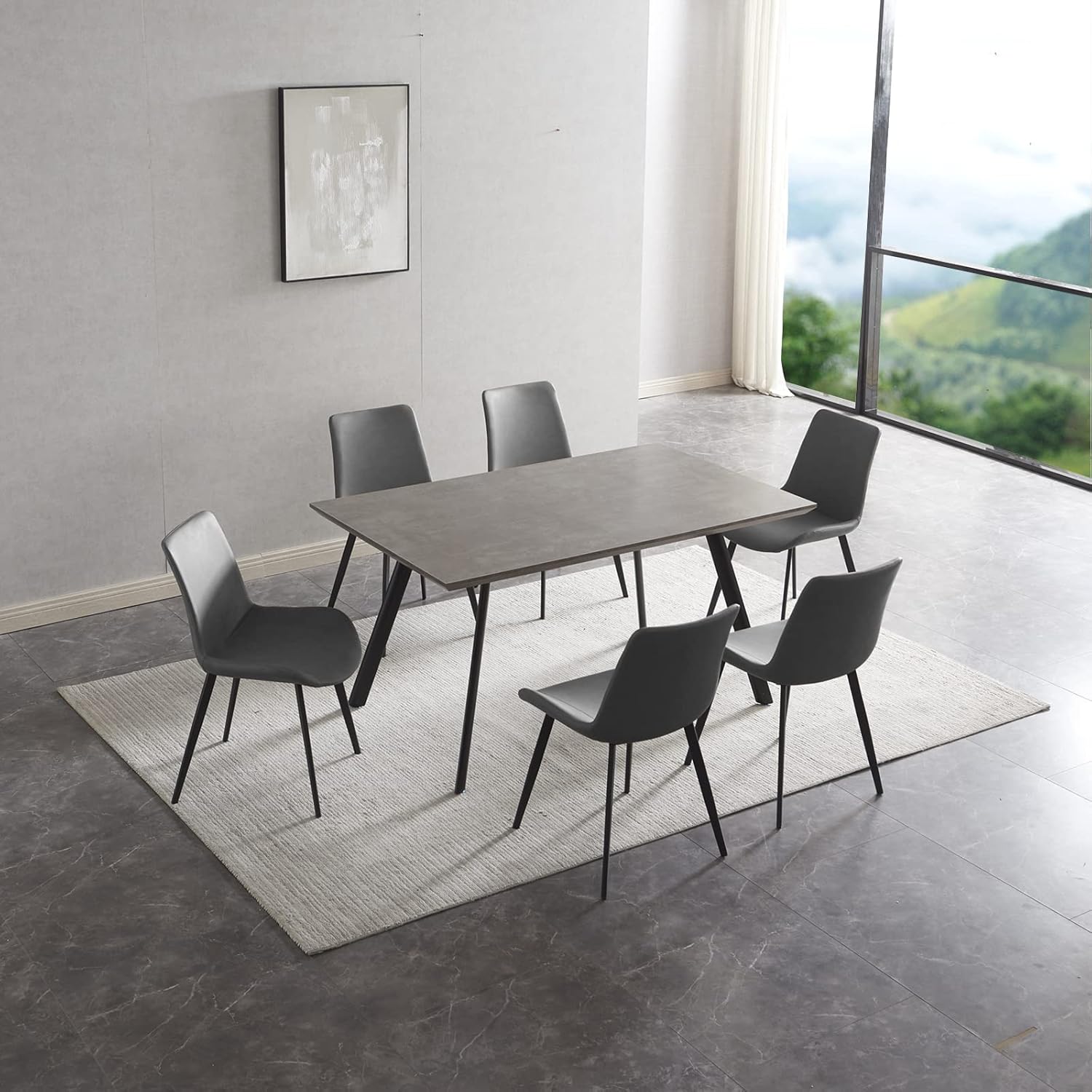 ZckyCine Modern midCentury Dining Table 7Piece Kitchen