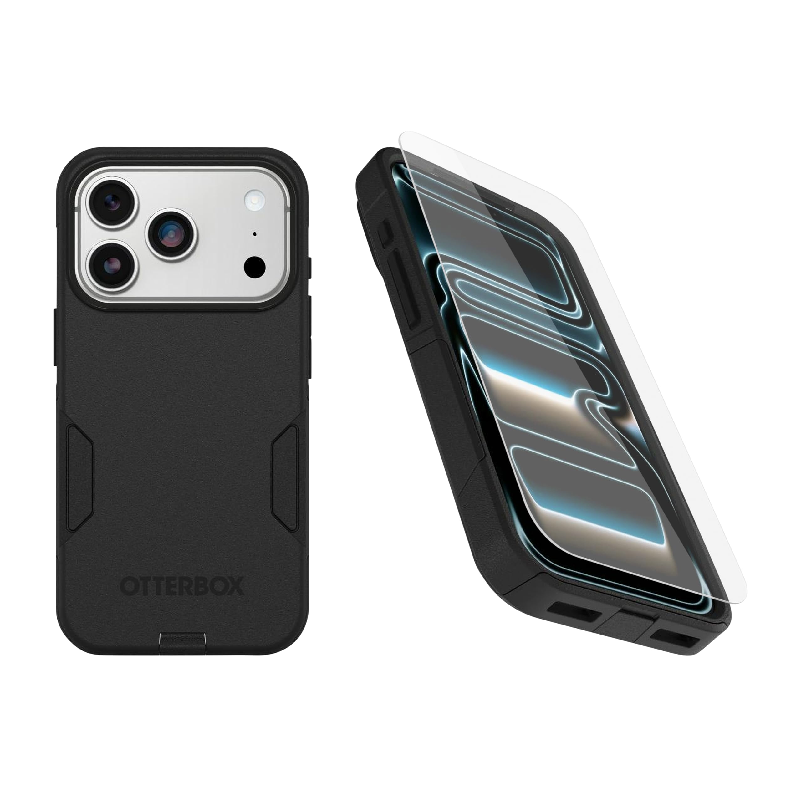 OtterBox Custodia MagSafe per iPhone 17 Pro (solo) Bundle Commuter Series MagSafe e pellicola protettiva - Nero - Magneti incorporati - Sottile e protettiva - con protezione per le porte - Confezione