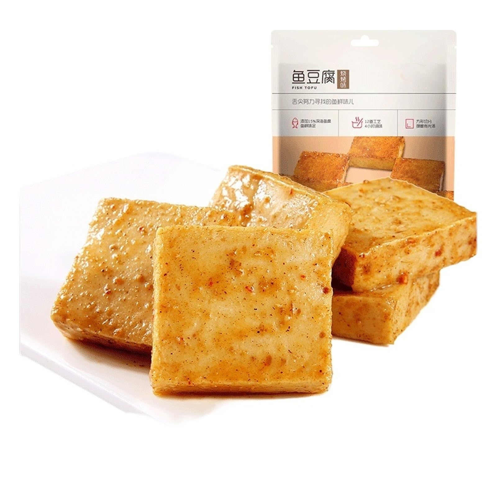 185 g de bocaditos de pescado y tofu con sabor a barbacoa, masticables, tiernos y llenos de sabor, son un delicioso refrigerio(3pcs)