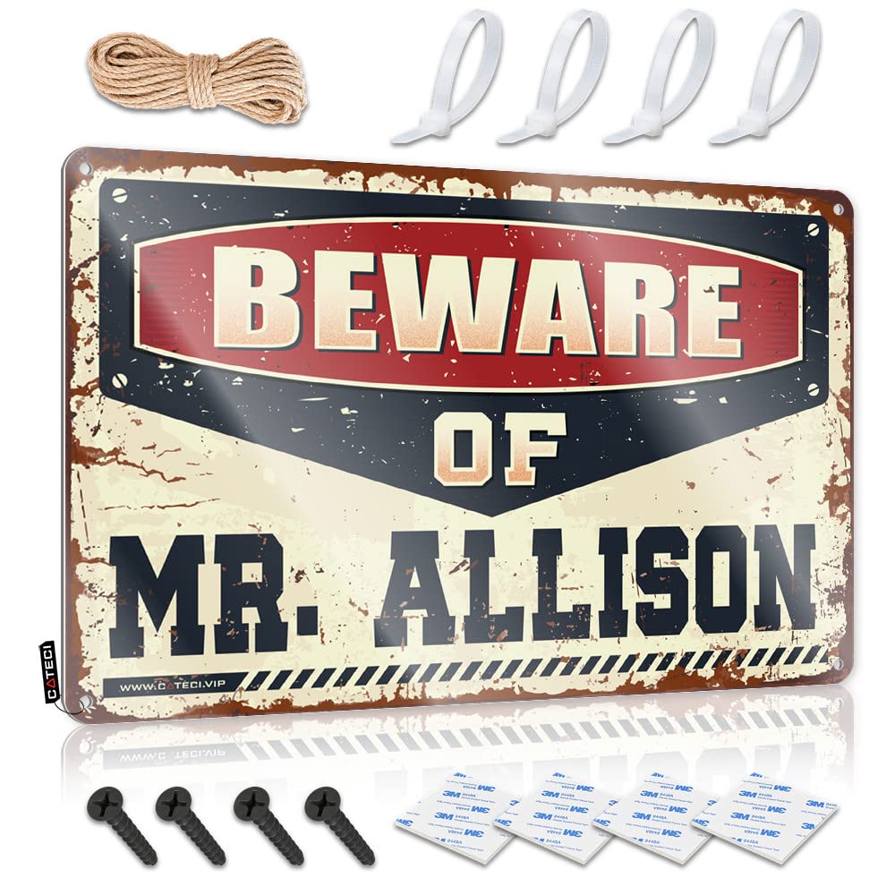 STWNVOITV Funny Camping Signs Beware Of Mr. Allison Tin Sign Tin Signs For Bar Tin Signs For Bar(30X40CM)