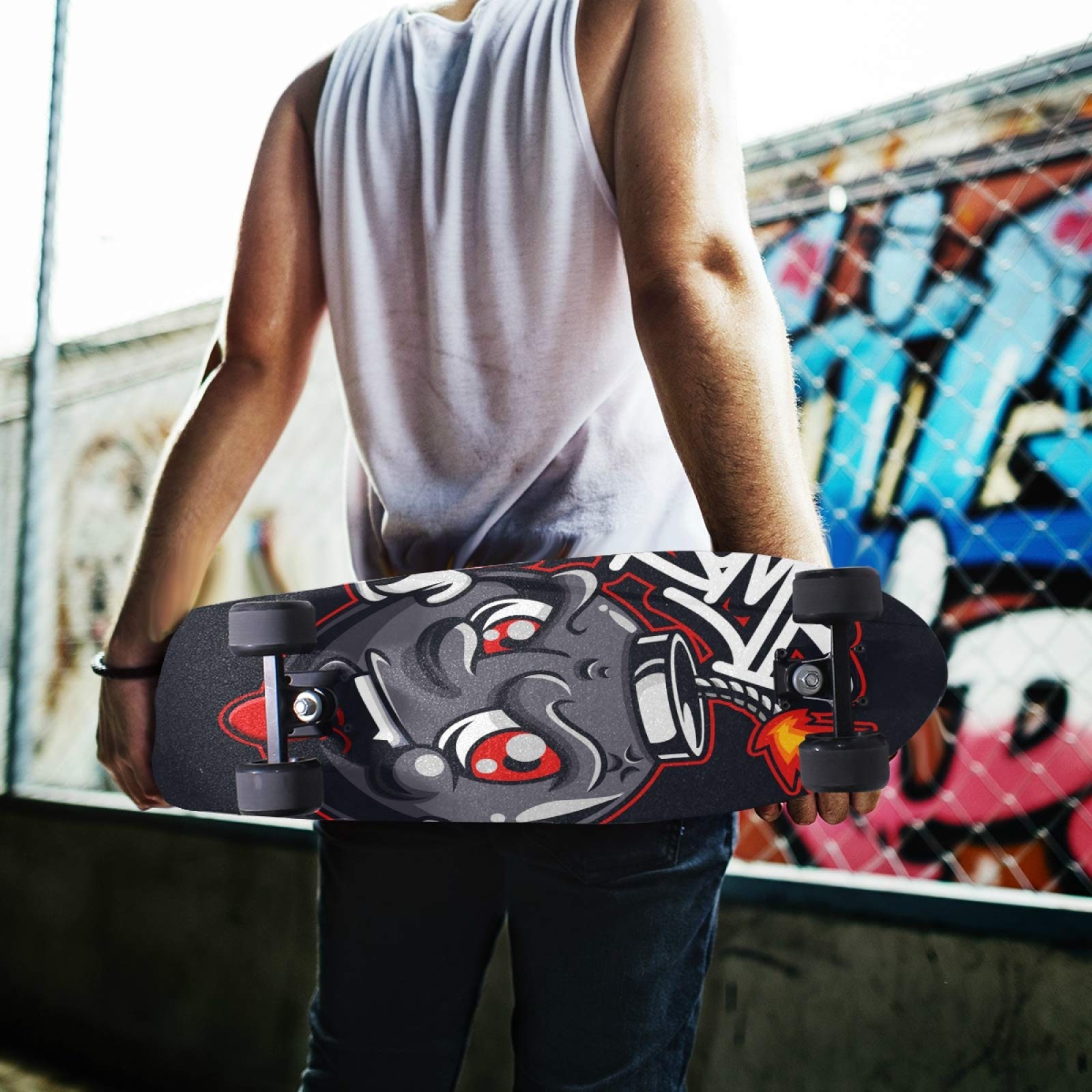 Linda Bomba Fantasma De Azúcar Papel de Lija Antideslizante Hoja Cinta de Agarre Lijas para Patineta Scooter (84 x 23 cm)
